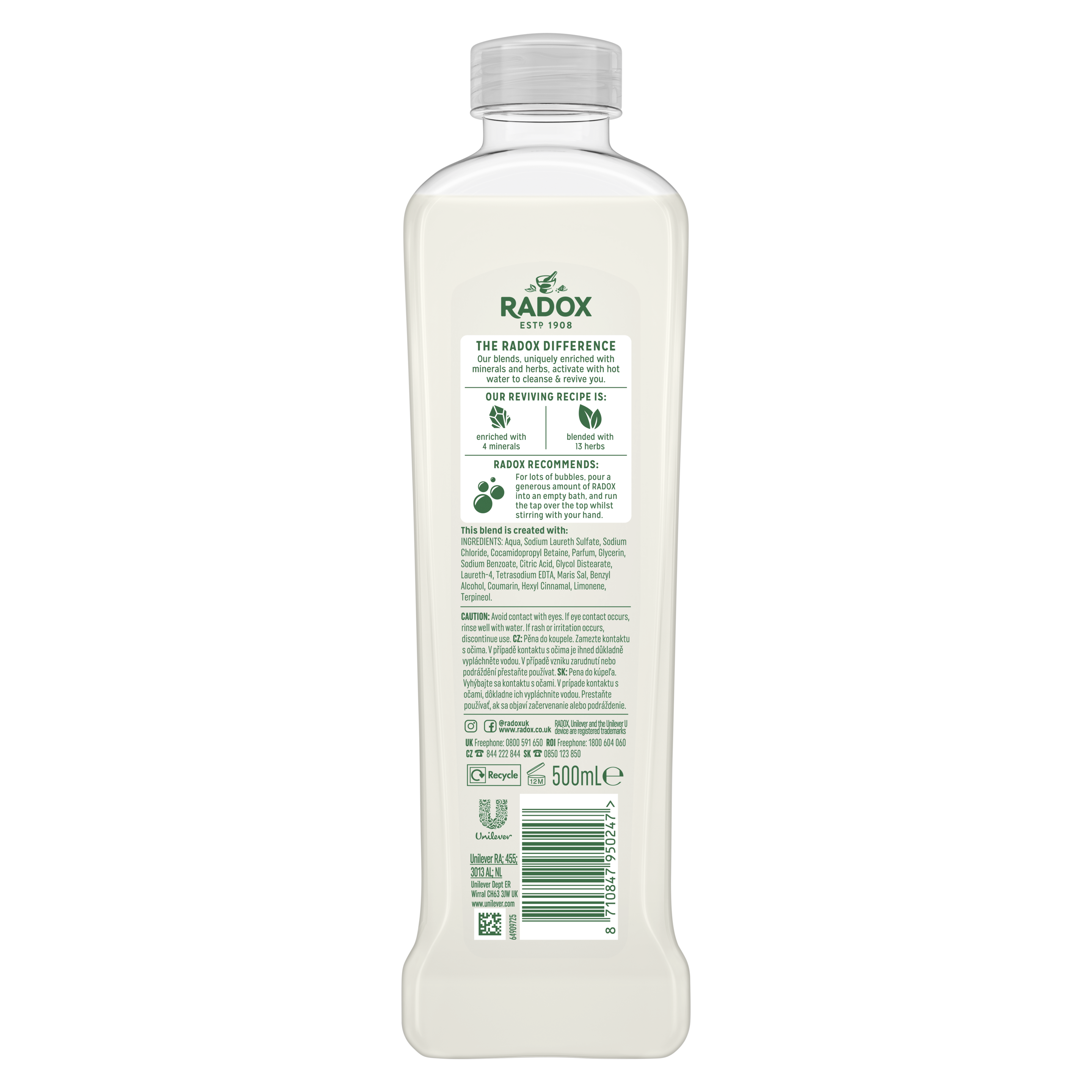 Radox Feel Heavenly Bath Soak 500ml with Coconut & Milk