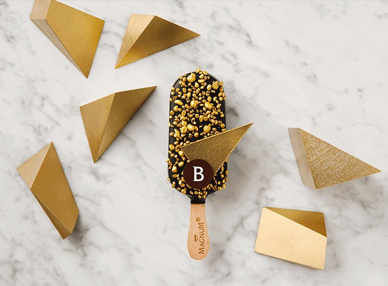 Magnum with gold popping candy