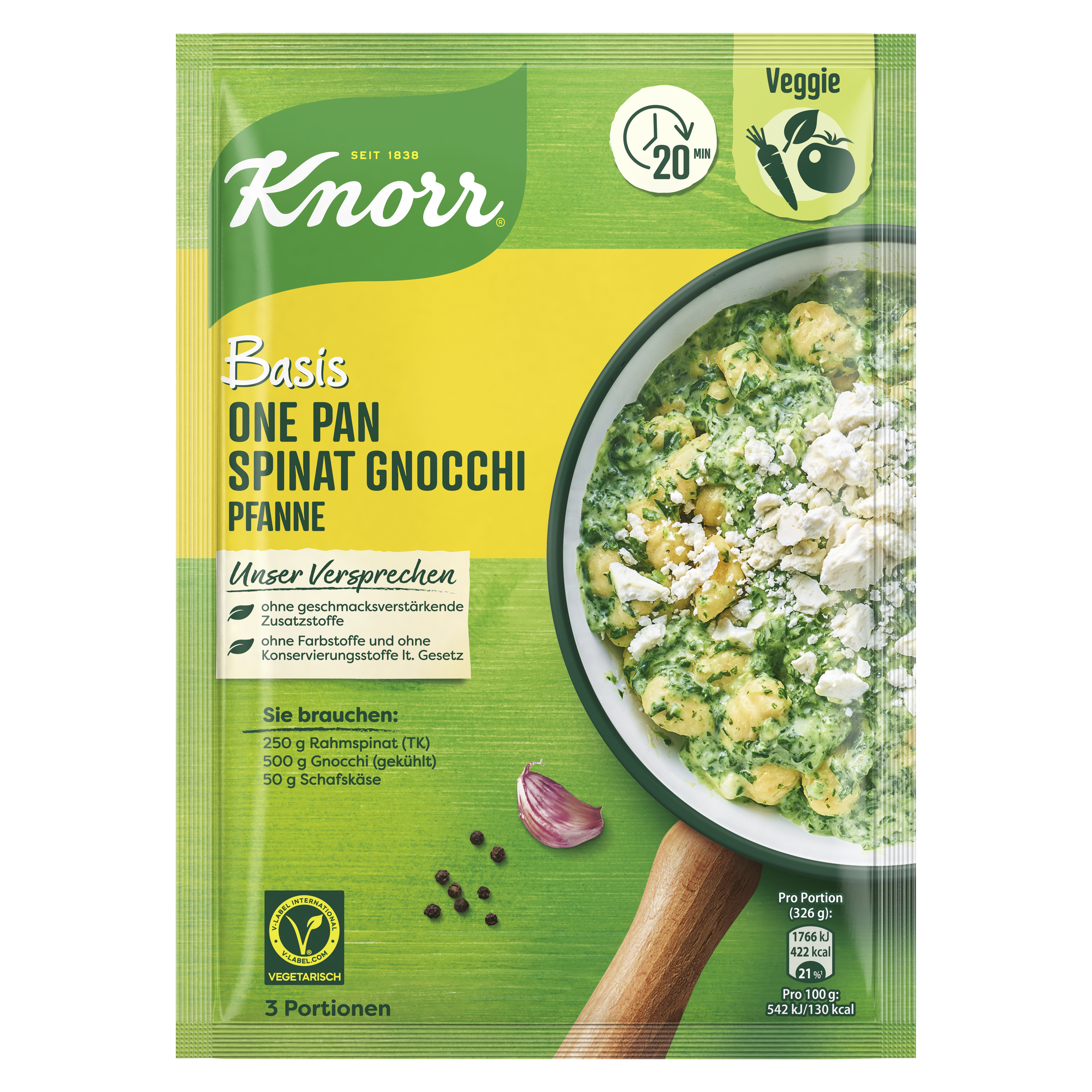 Knorr Basis für Spinat Gnocchi Pfanne 3 Portionen