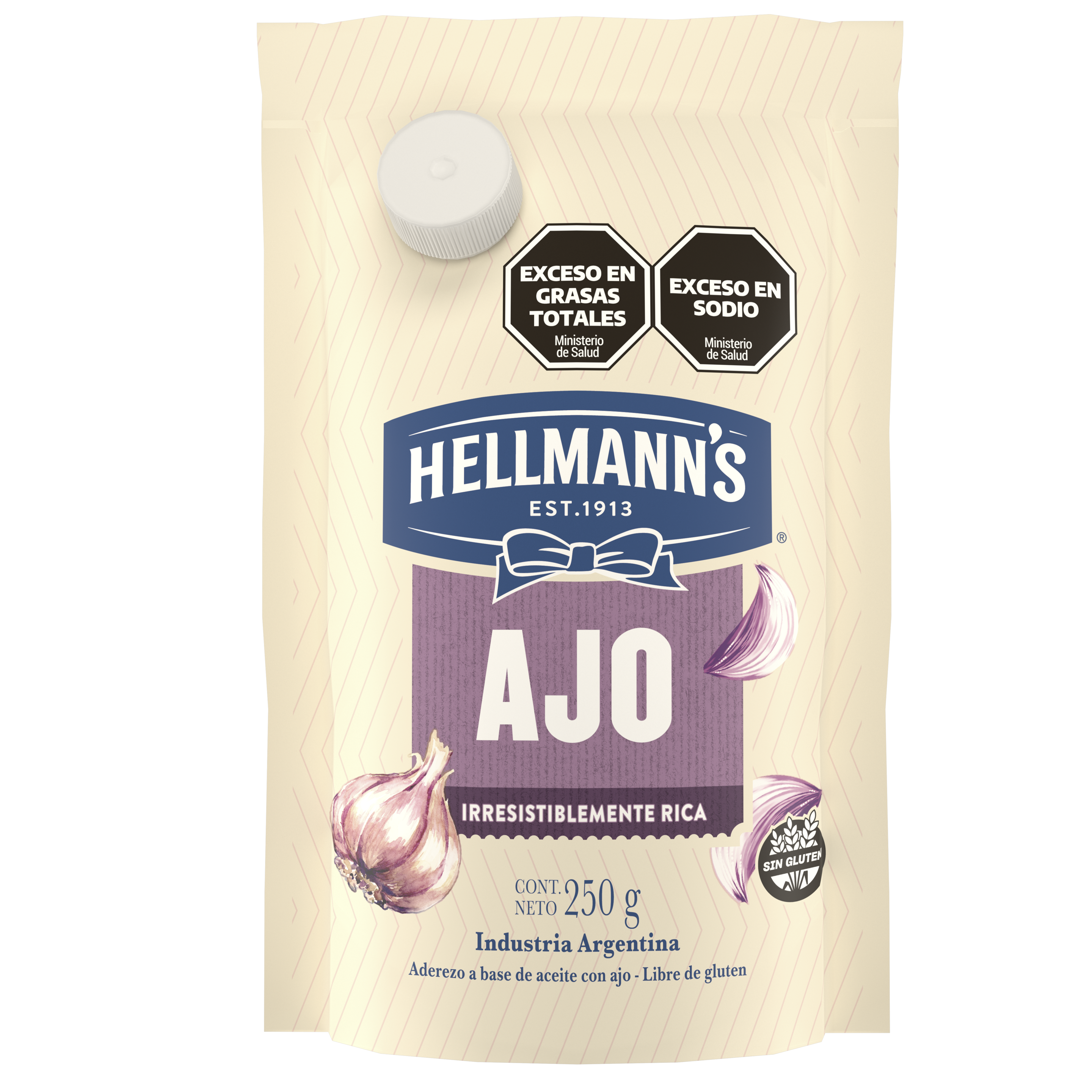 Imagen de envase Doypack de Hellmann's Ajo 250 gramos