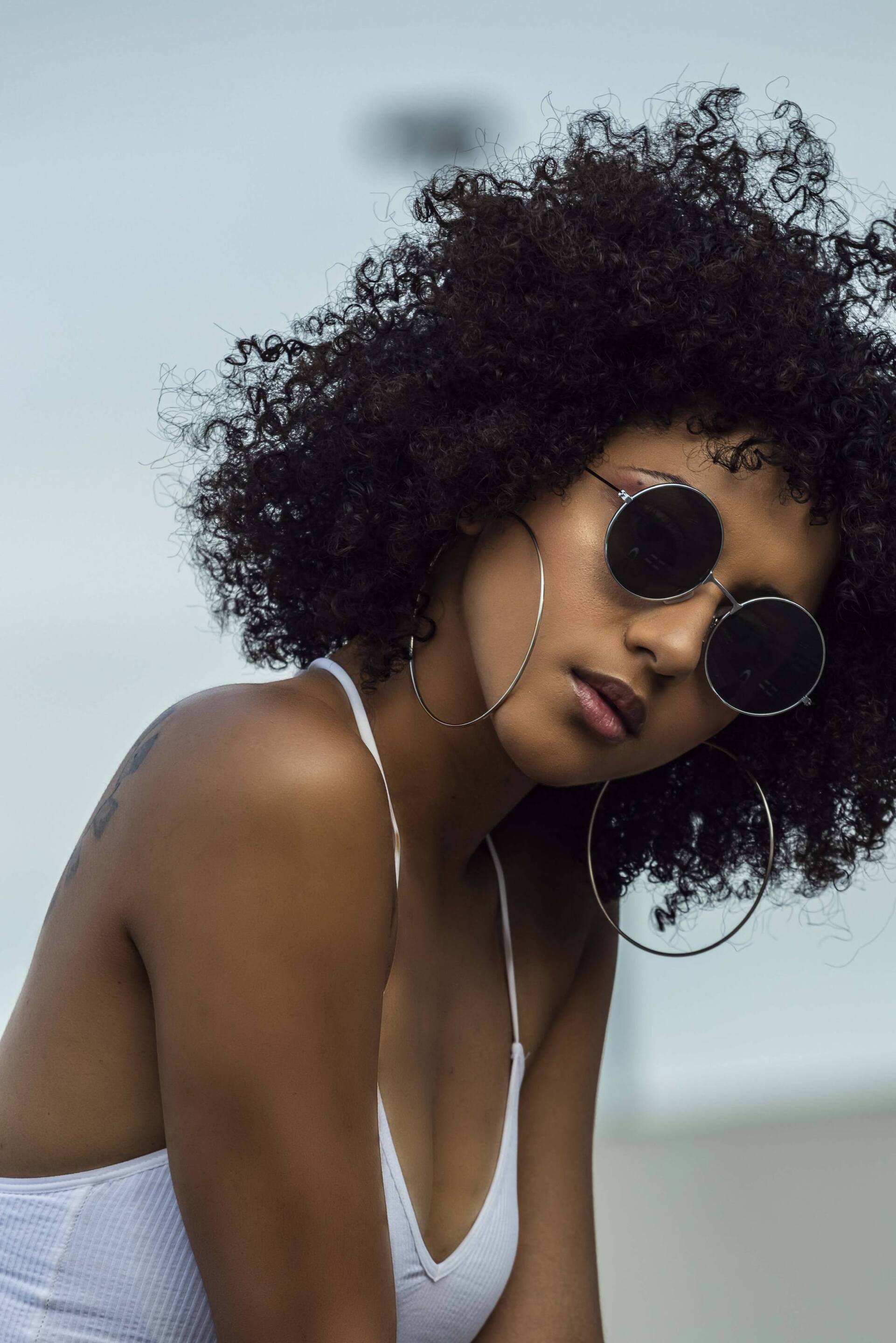 woman with thick curly hair