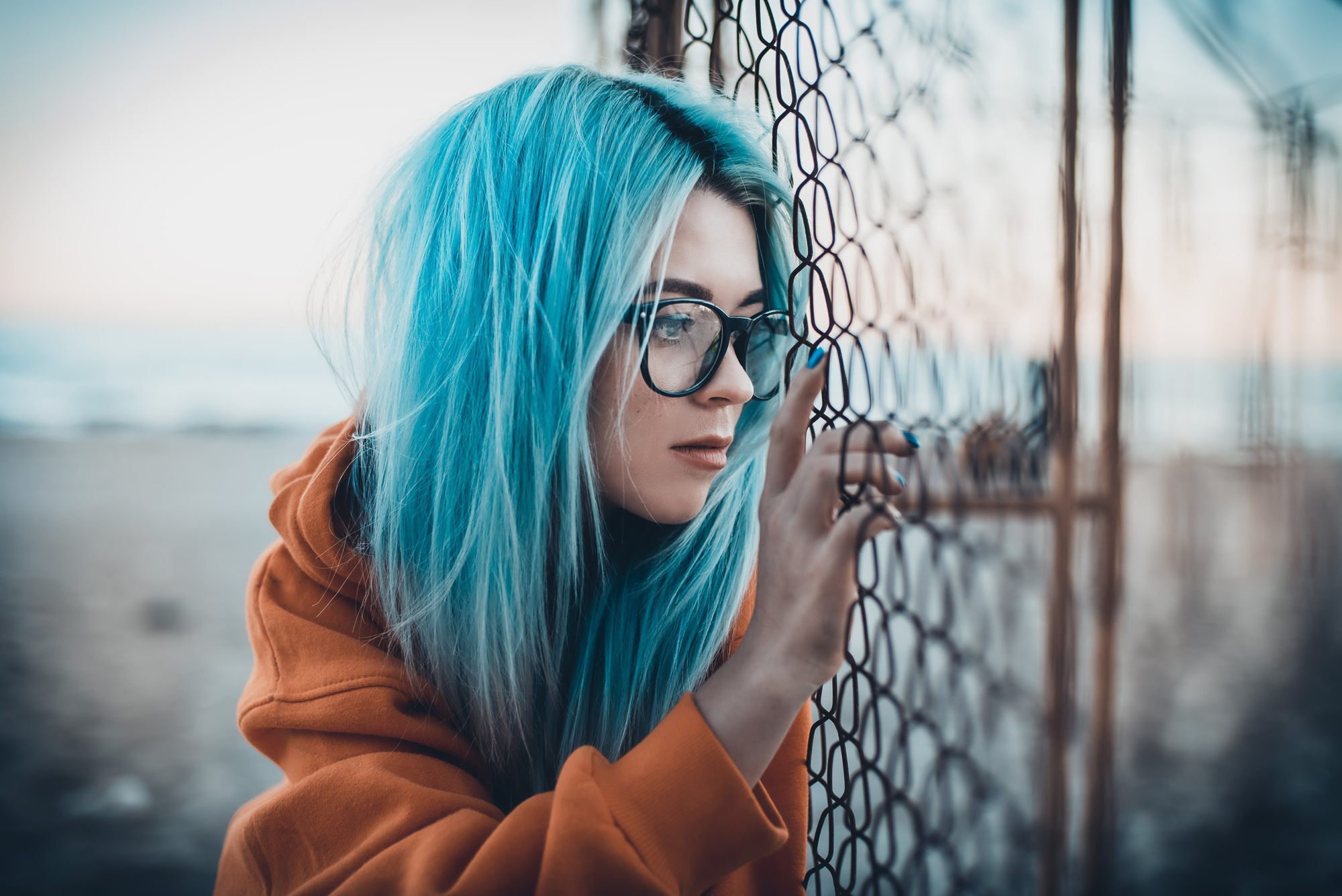 Woman with Pastel skies hair