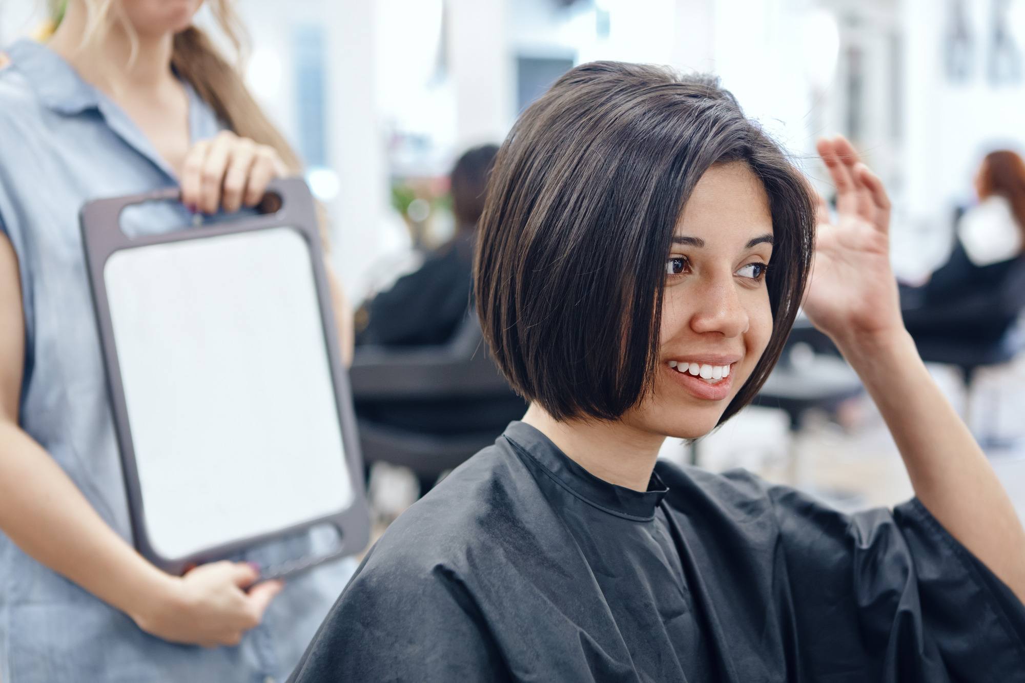 Woman with a classic short hair blowout