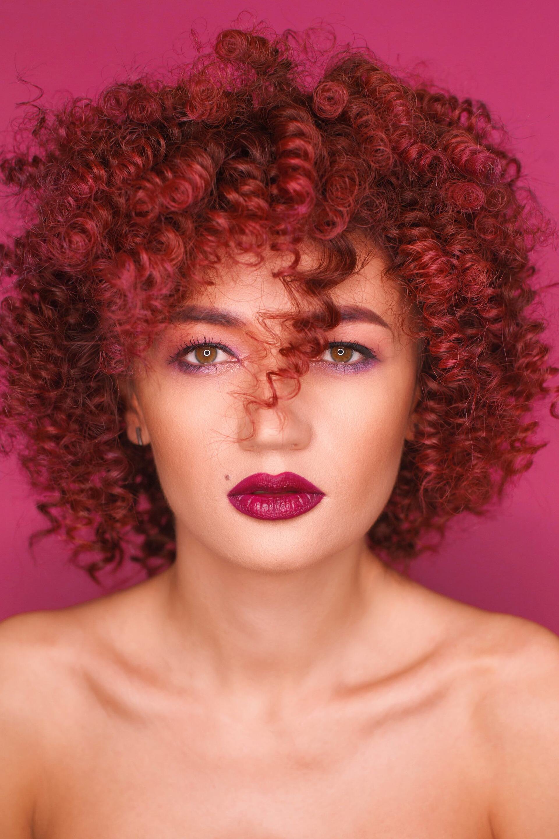 bright red naturally curly hair