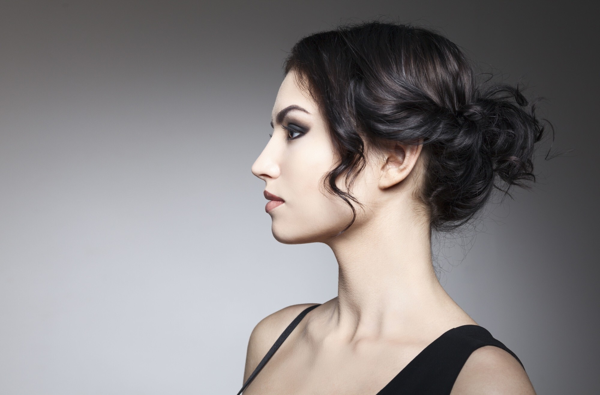 woman with curly updo