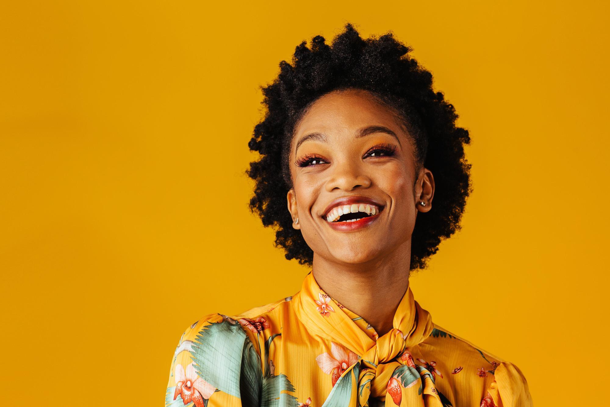 woman with a small afro hairstyle