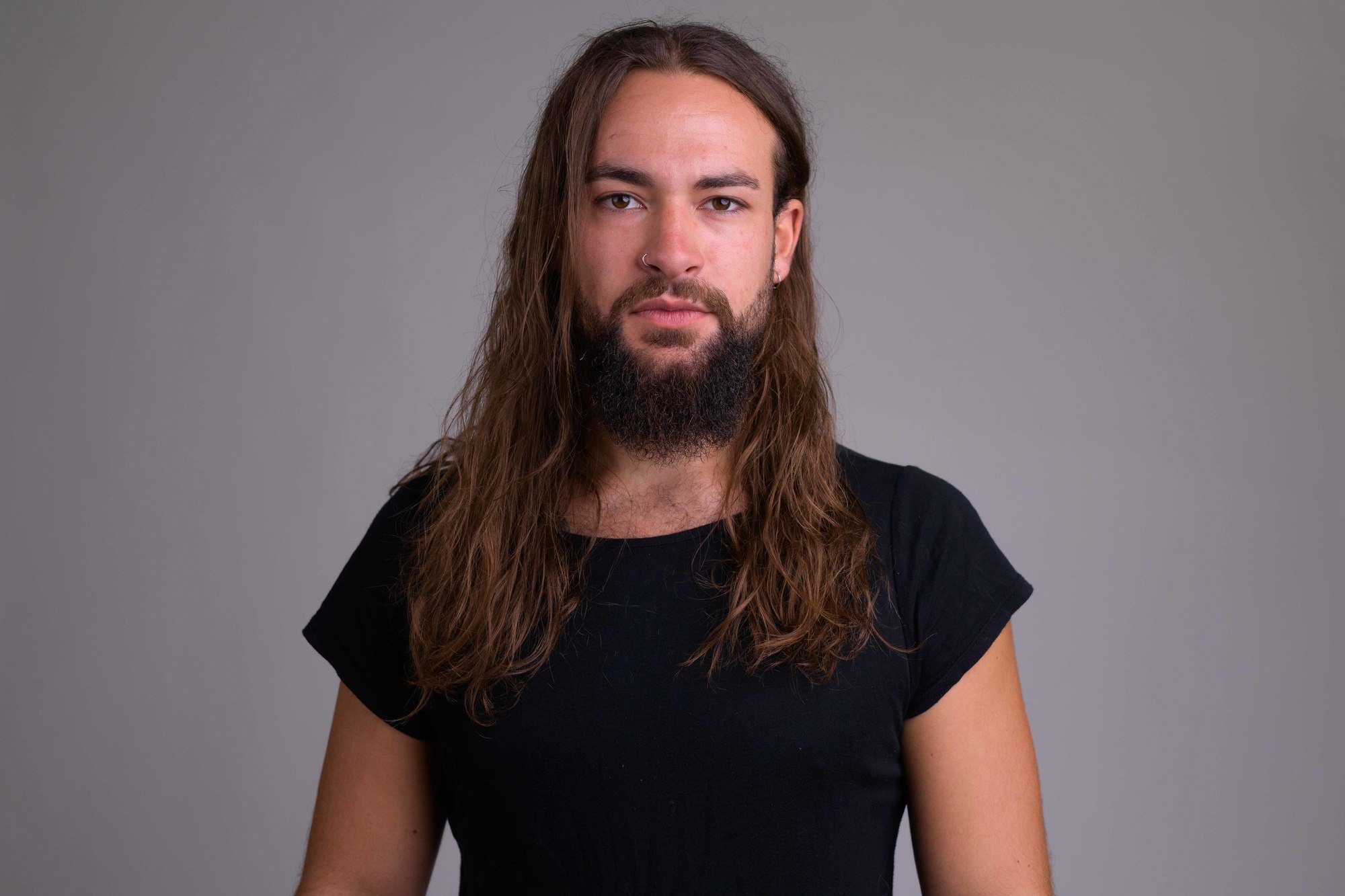 Man with long hair and beard