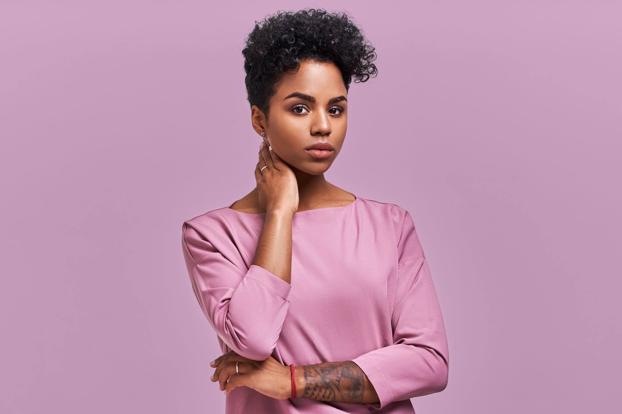 woman with a tapered mini afro
