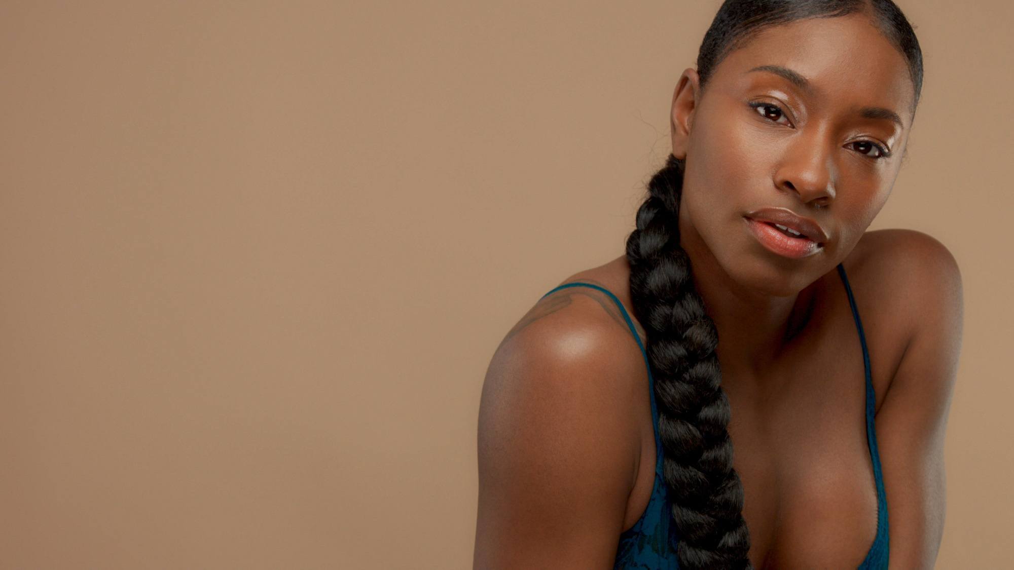 woman with a long sleek braid