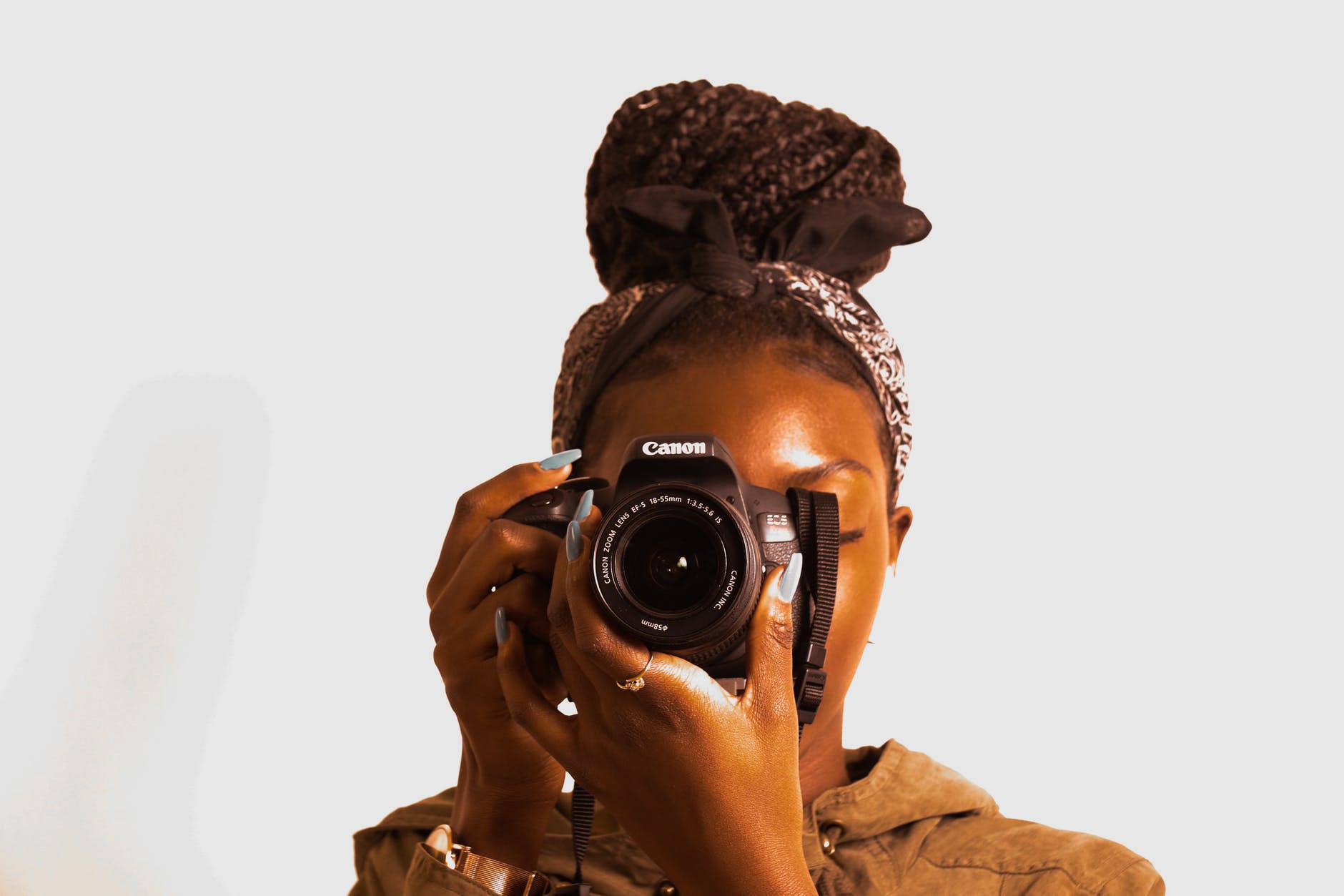woman with a braided bun box braids