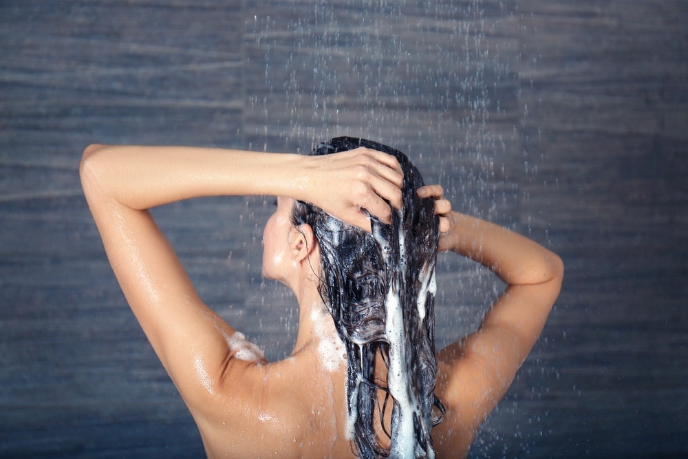 woman washing hair