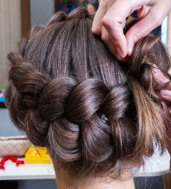 Braided tuck hairstyle for a hike