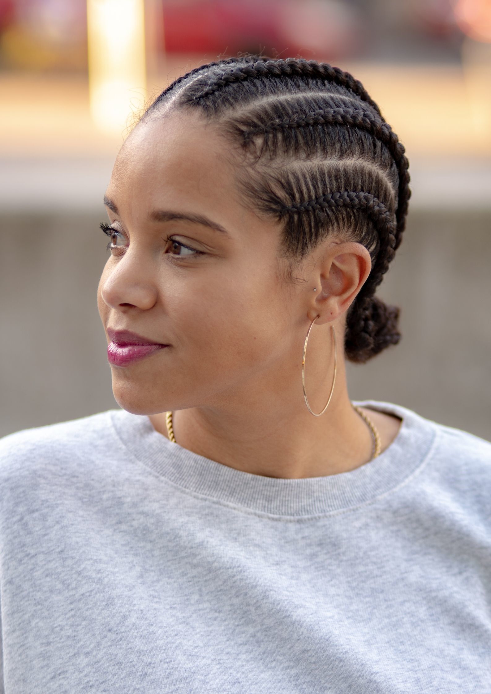 Woman wearing classic cornrows