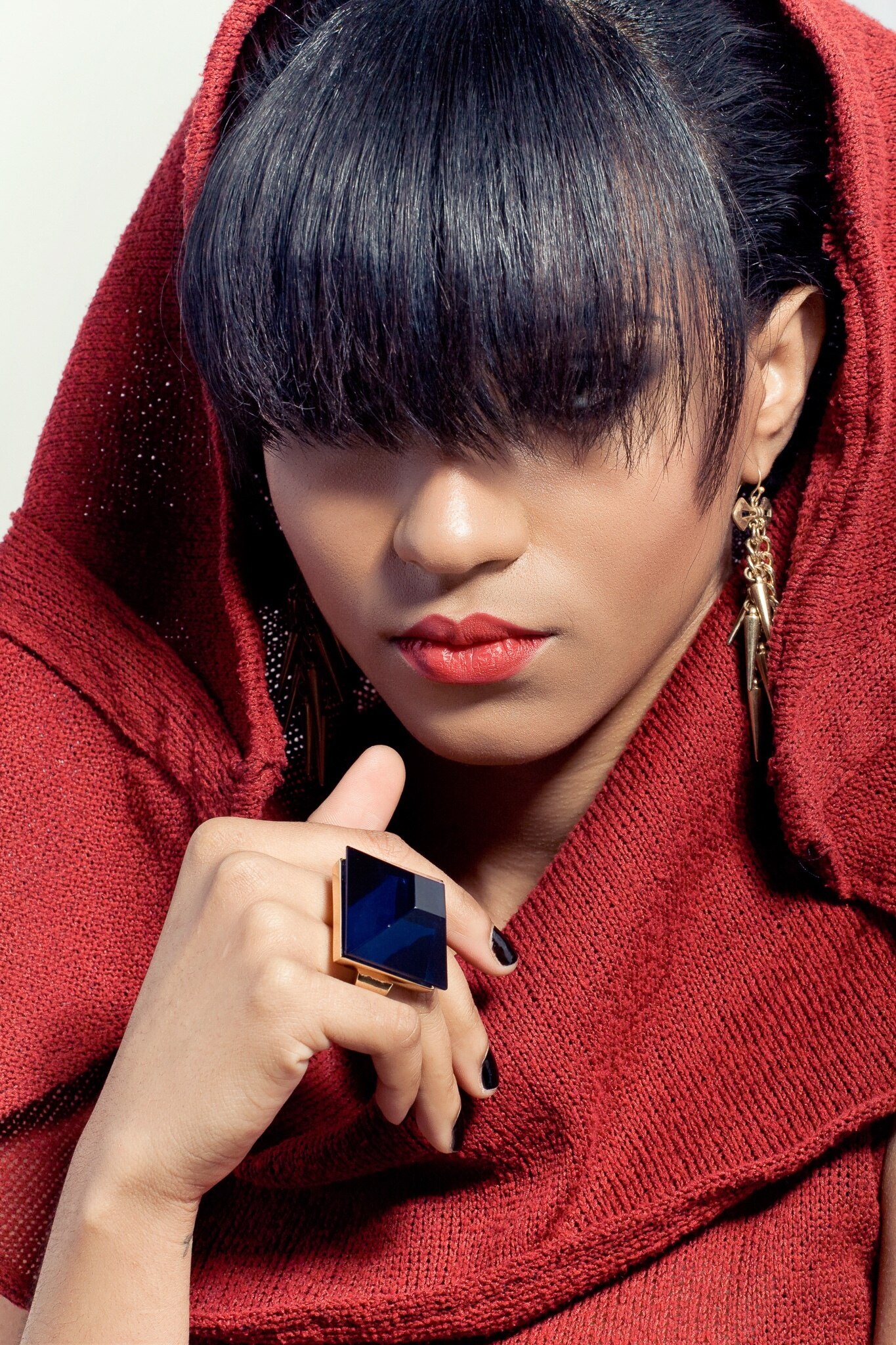 Woman with wispy curtain fringe