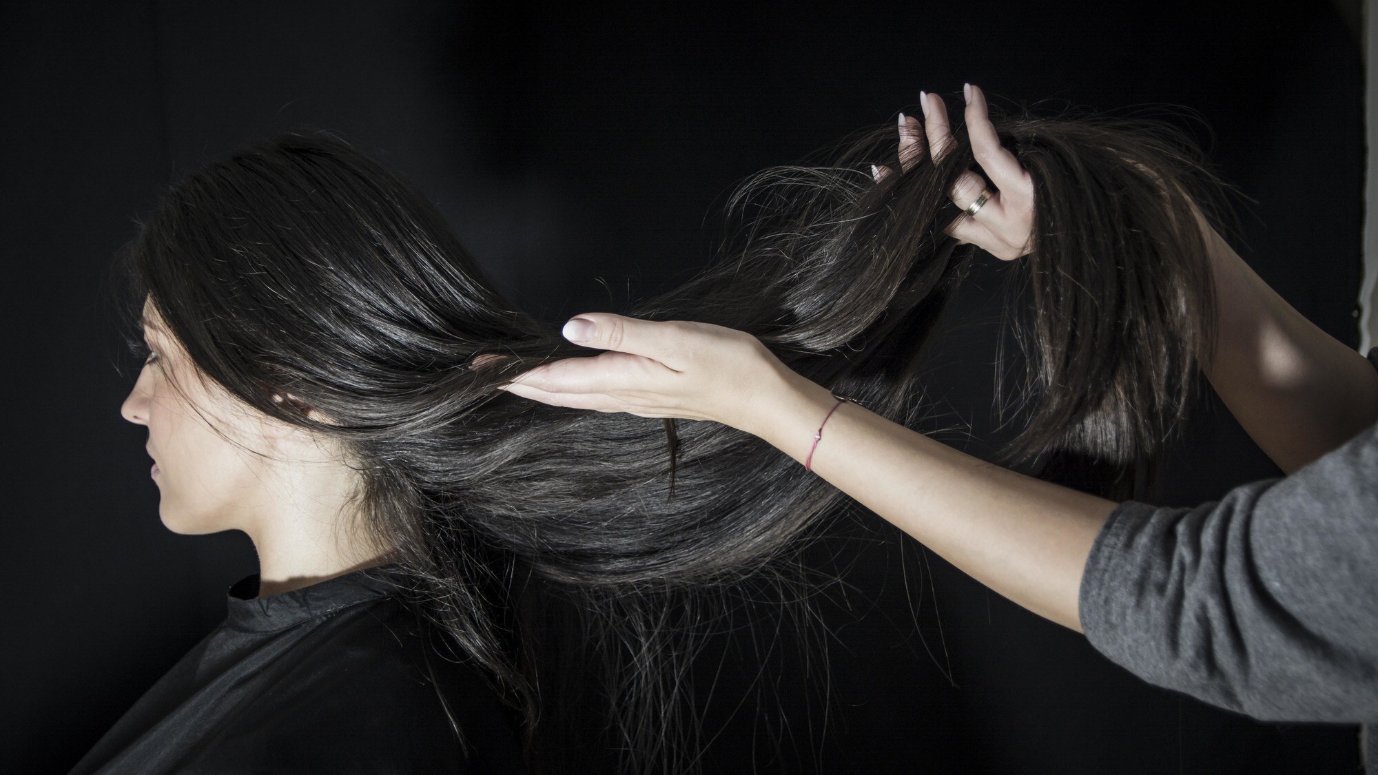 woman with very long black hair