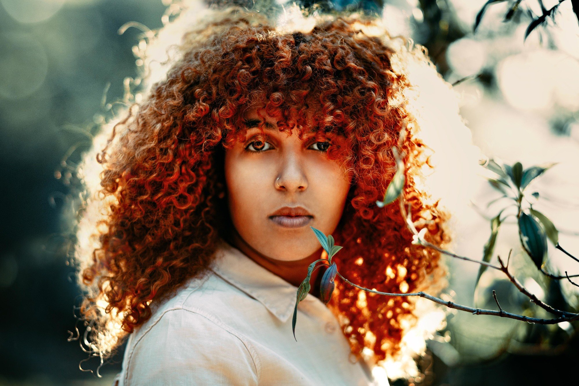 woman with curly hair