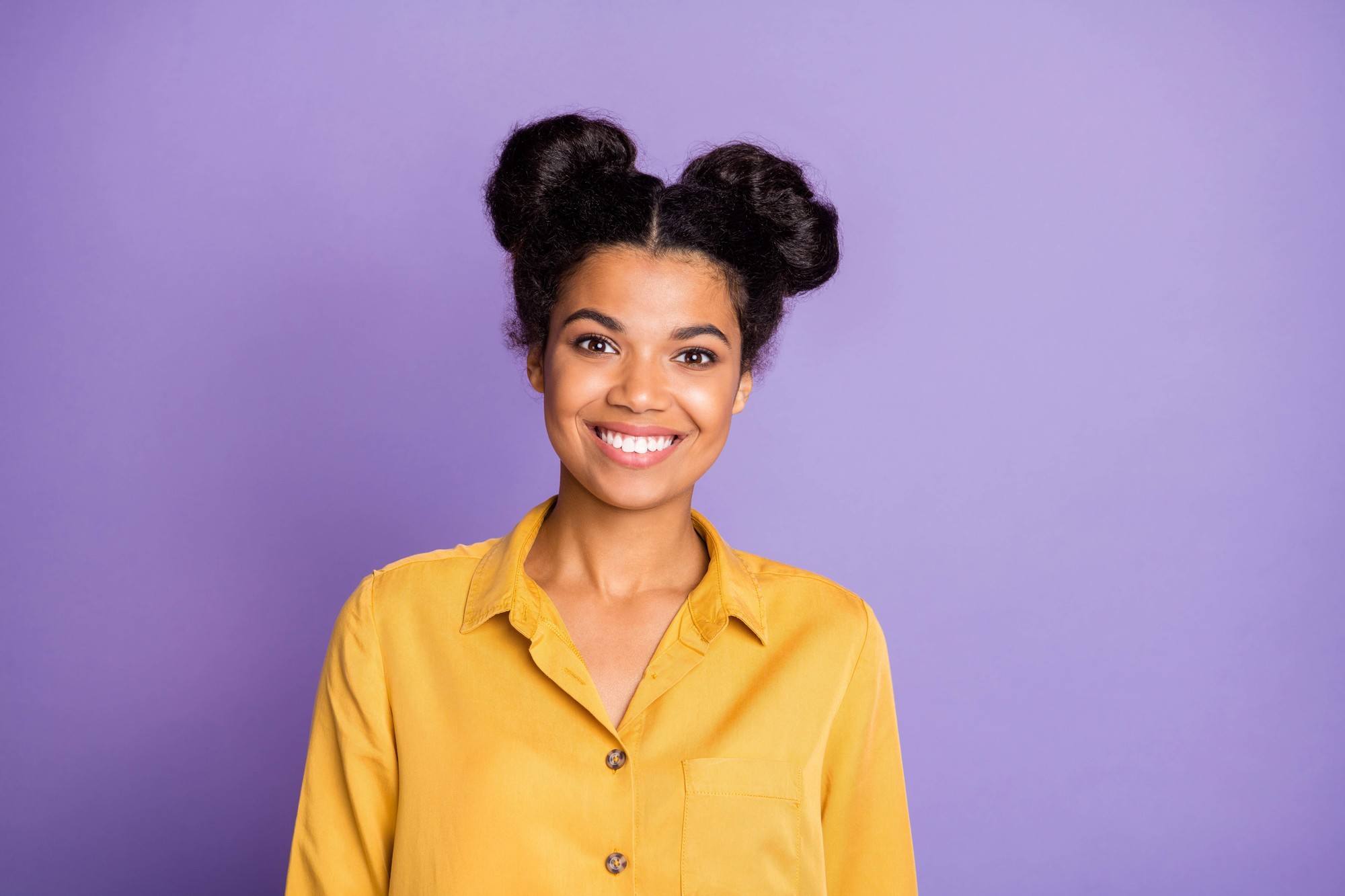 Woman wearing space buns