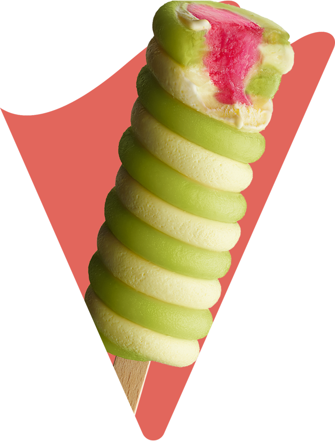 Twister ice cream with red background.