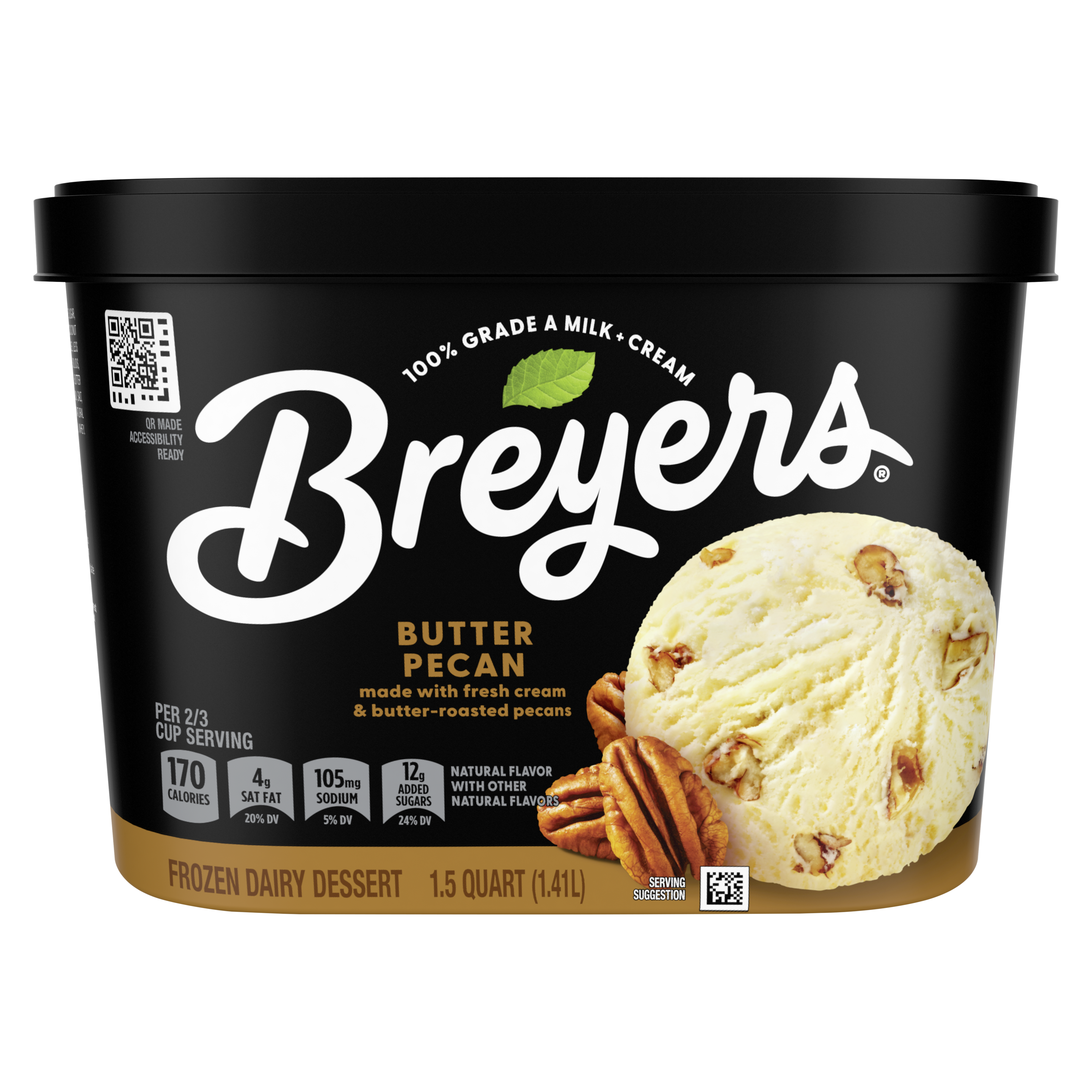 A 48 ounce tub of Breyers® Butter Pecan front of pack