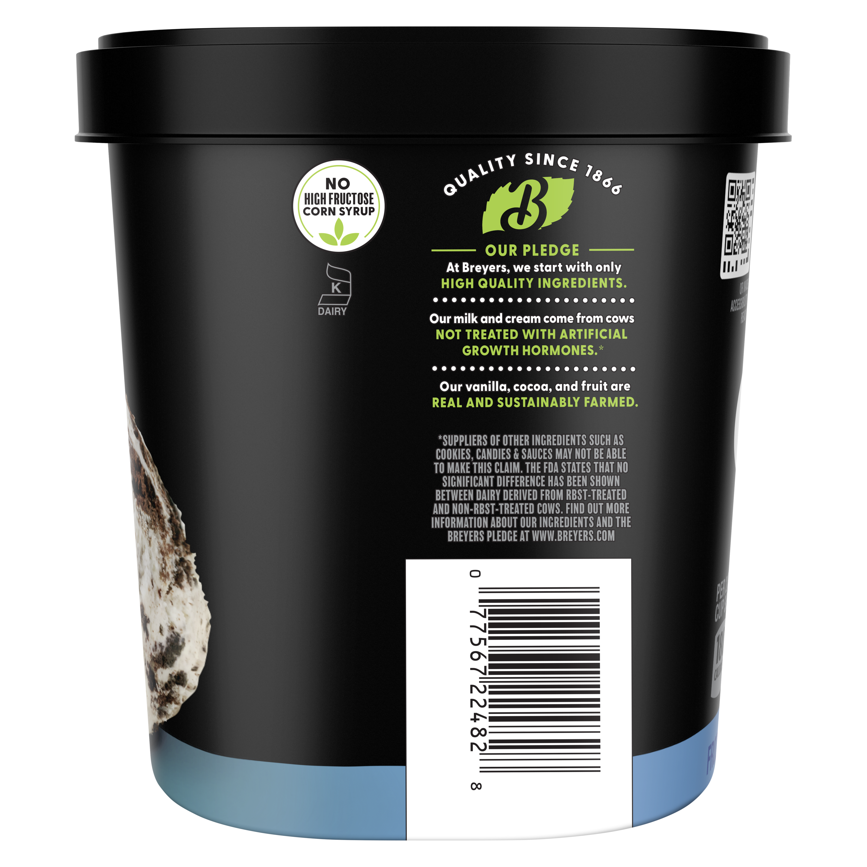 A visual showing the side of pack with badges and claims