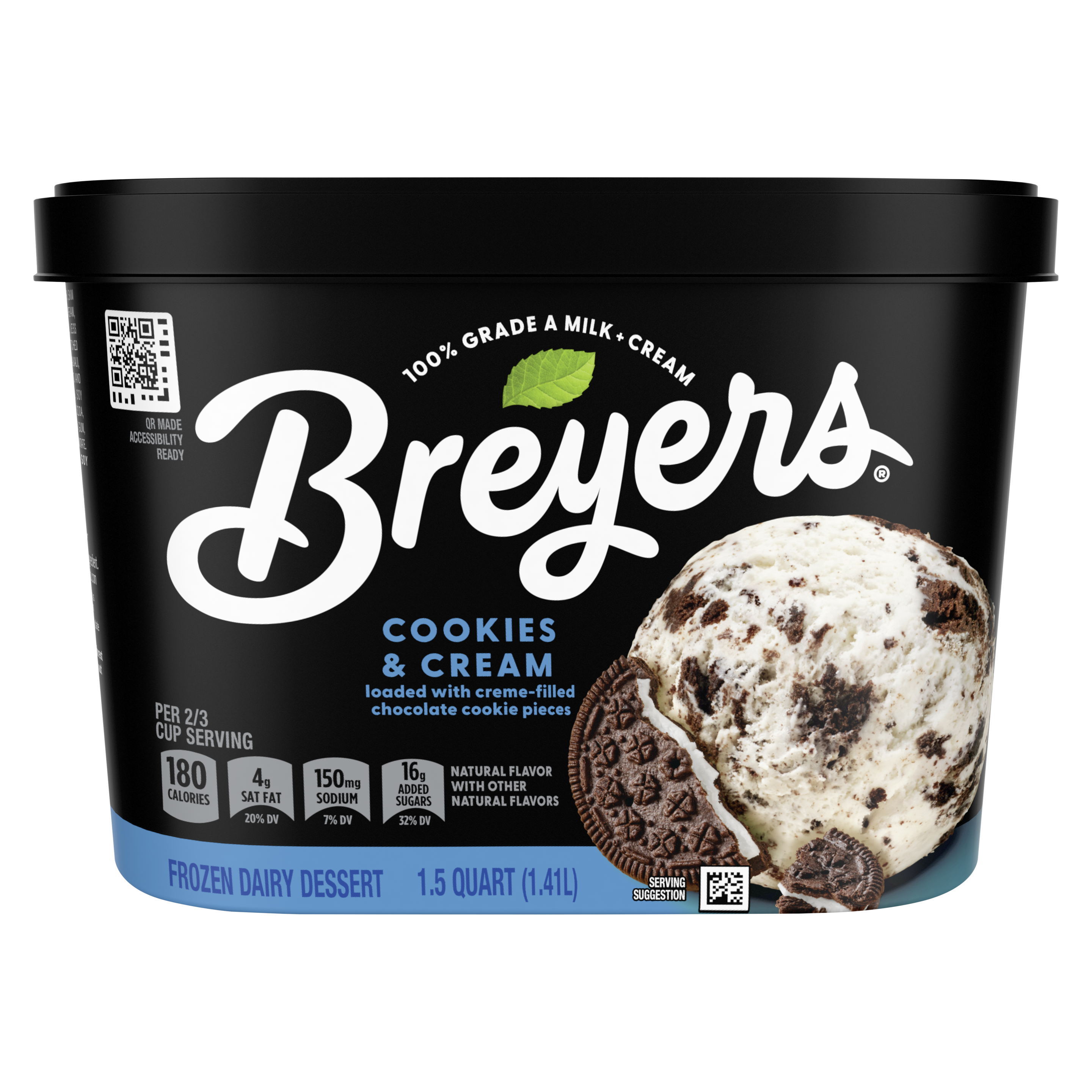 A 48 ounce tub of Breyers® Cookies & Cream front of pack