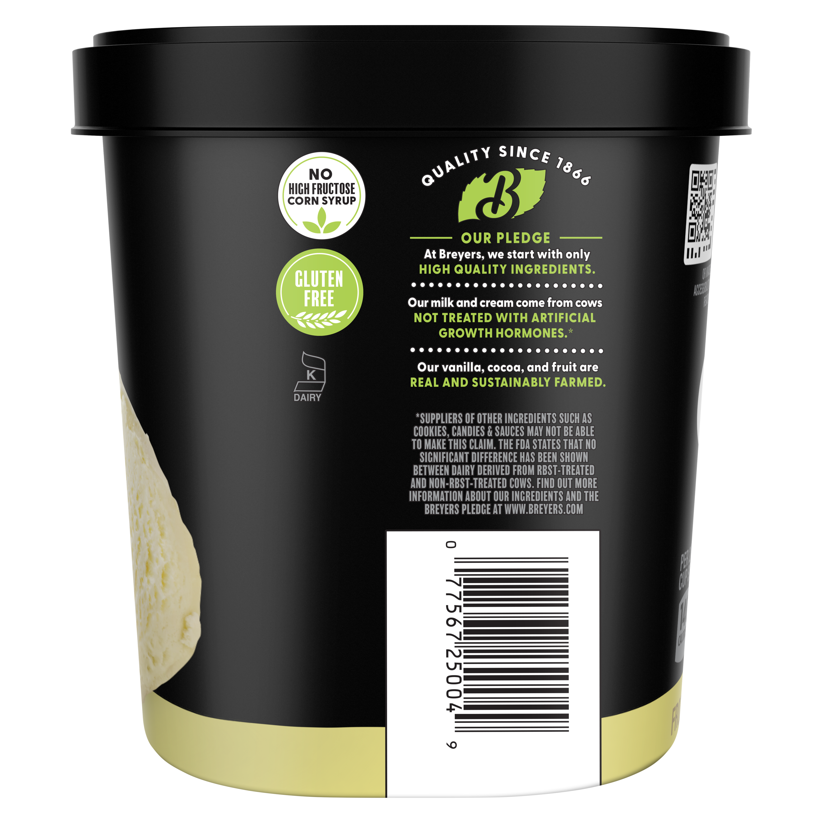 A visual showing the side of pack with badges and claims