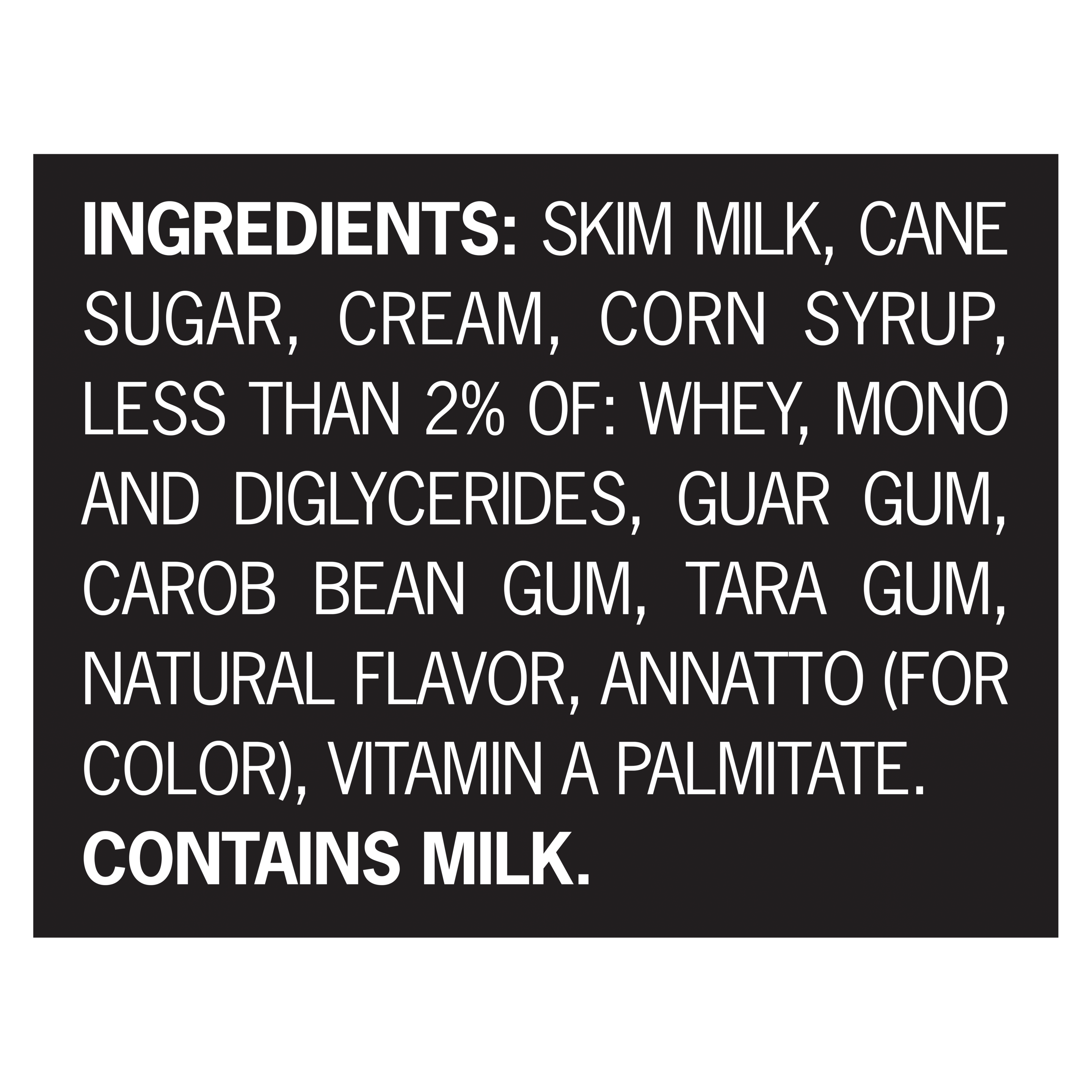 A 48 ounce tub of Breyers® Extra Creamy Vanilla ingredient list