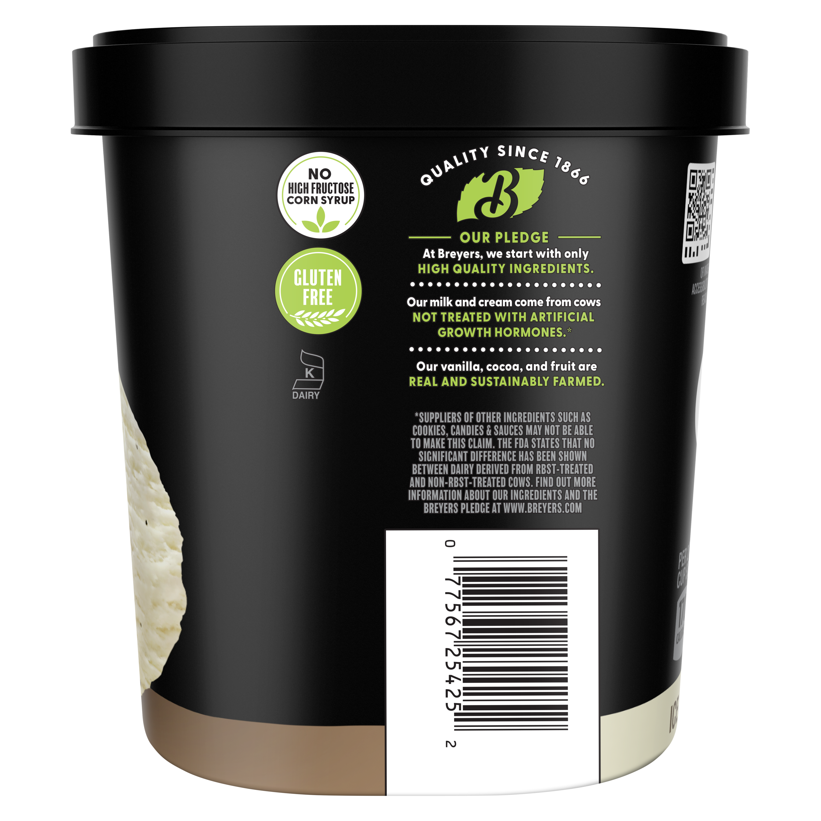 A visual showing the side of pack with badges and claims