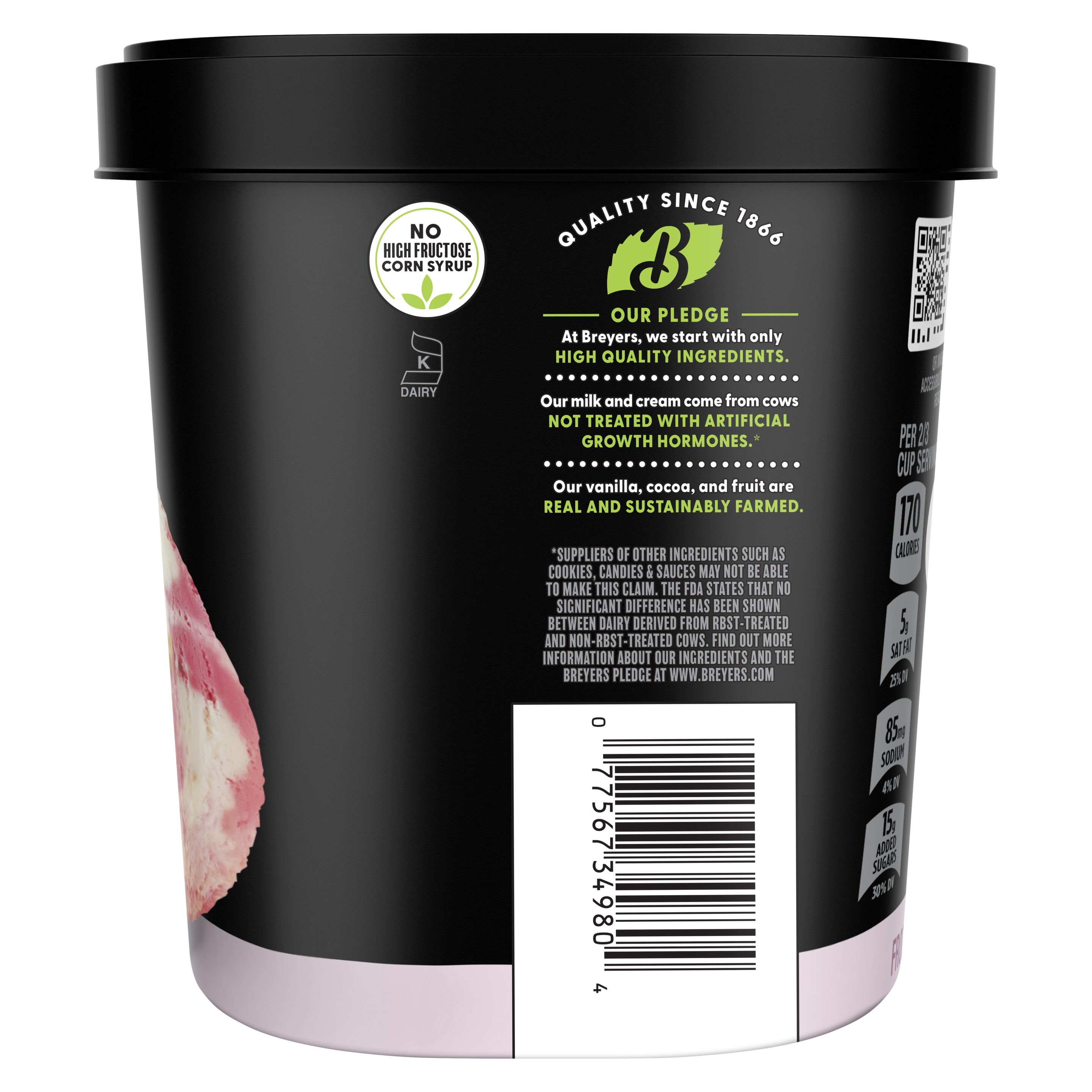 Imagen que muestra el lateral del envase con diversas afirmaciones sobre el producto.