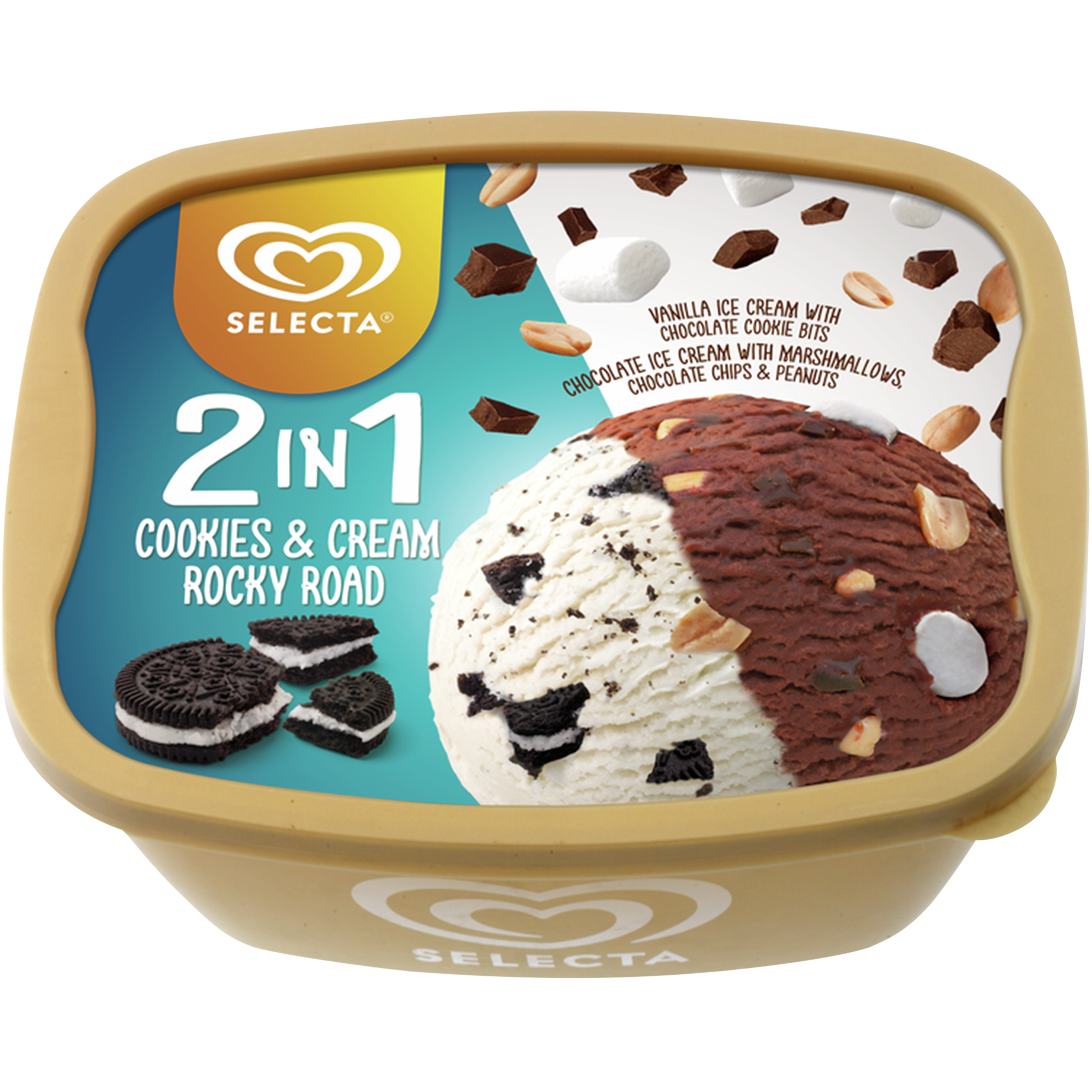 Selecta 2-In-1 Rocky Road + Cookies & Cream Ice Cream 1