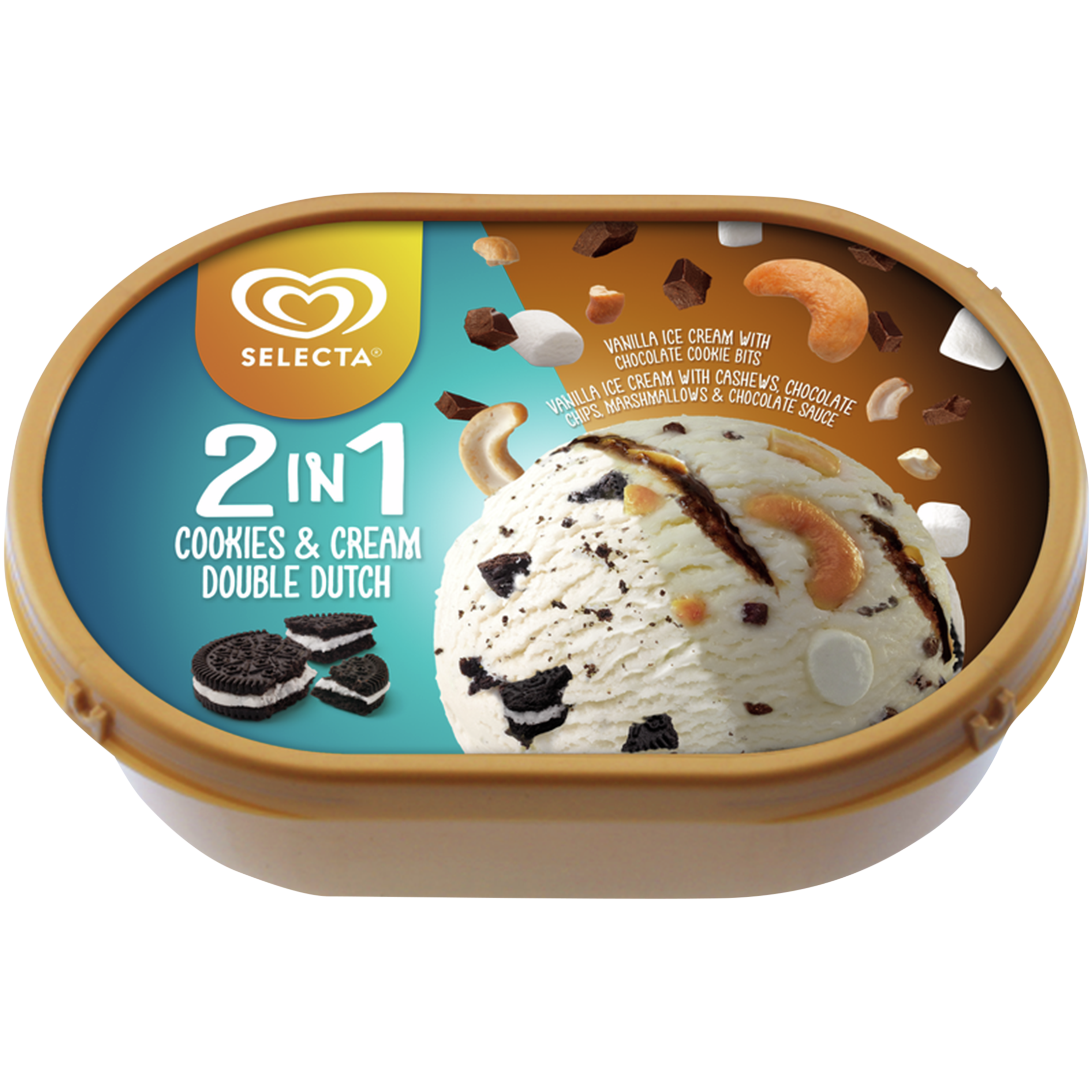 Selecta 2-In-1 Double Dutch + Cookies & Cream Ice Cream 750Ml