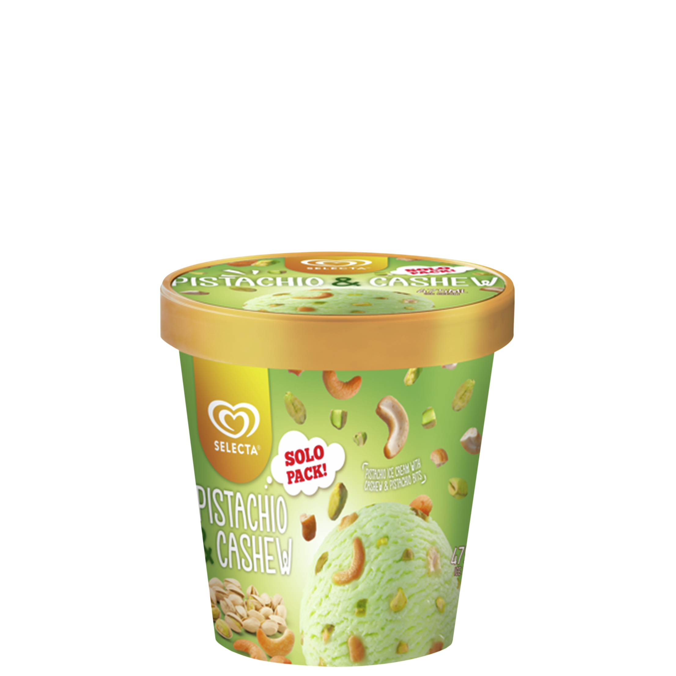 Selecta Pistachio & Cashew Ice Cream Solo Pack 475Ml