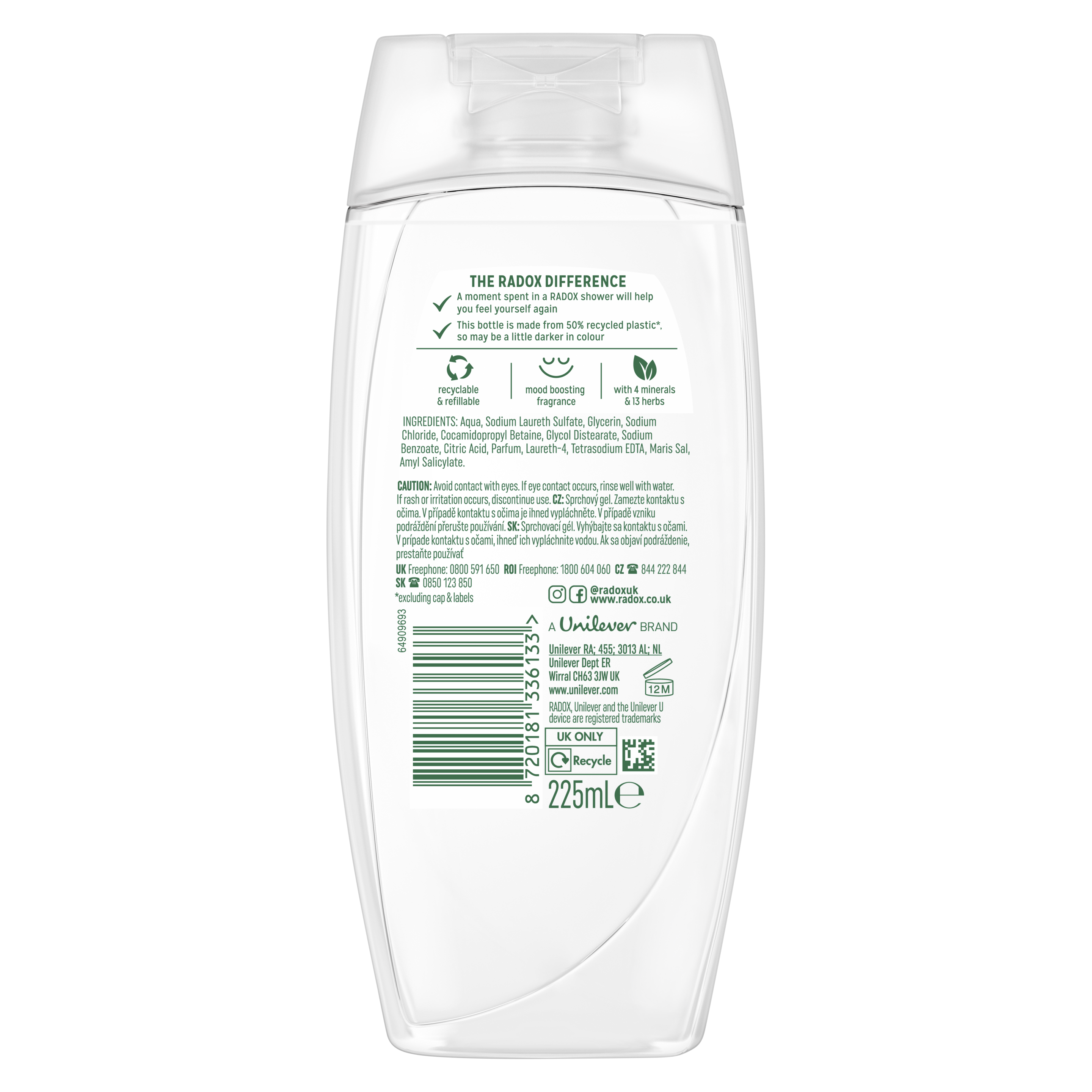Radox Feel Moisturised Shower Gel 225ml with Chamomile & Oat