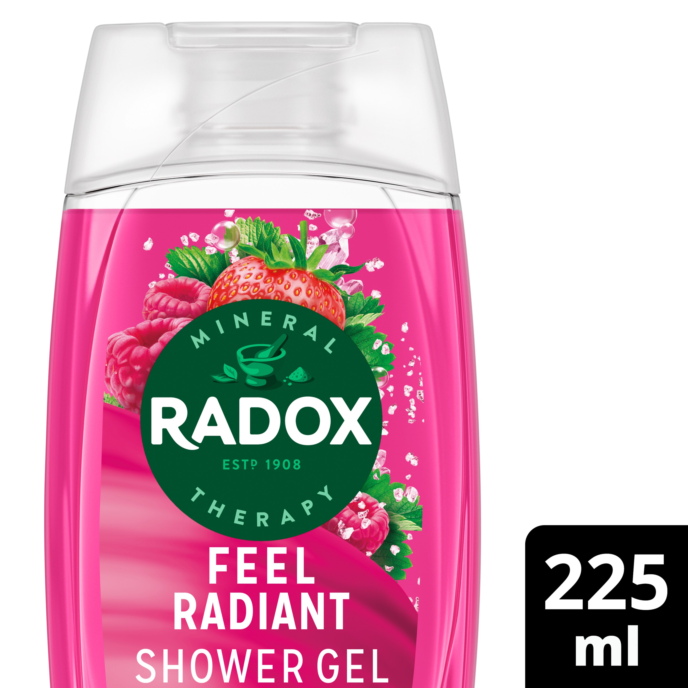Radox Feel Radiant Shower Gel 225ml with Strawberry & Raspberry