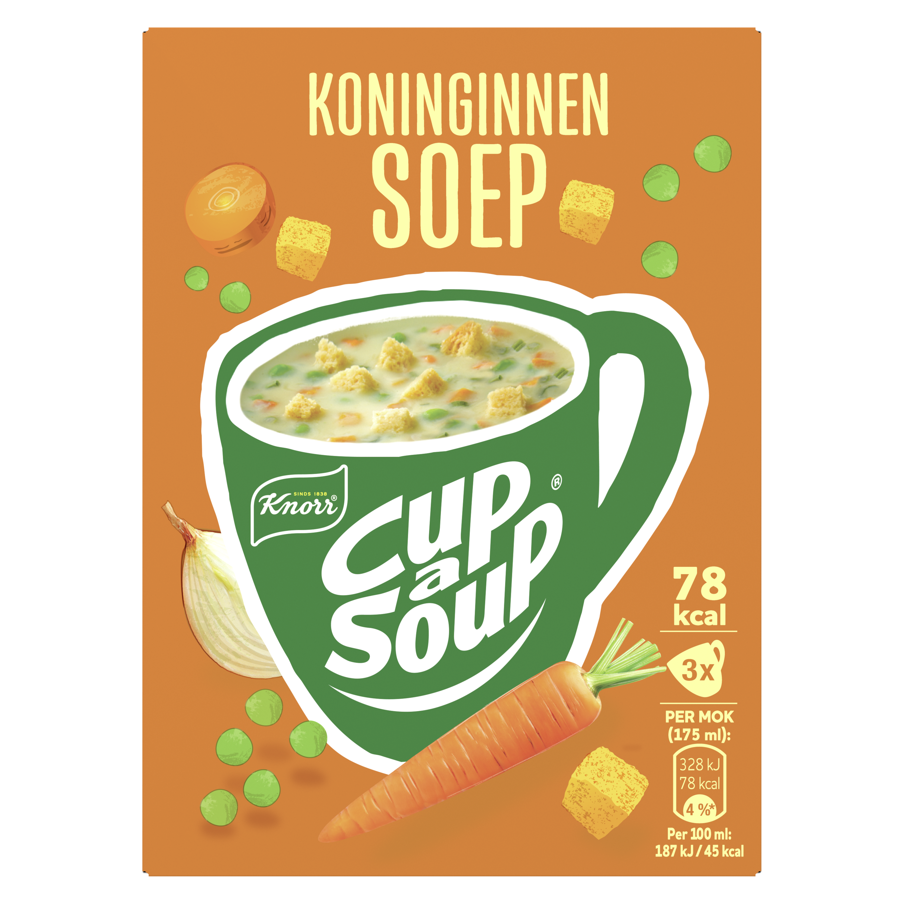 Knorr  Cup-a-Soup Koninginnen Soep 3 x 175 ml packshot