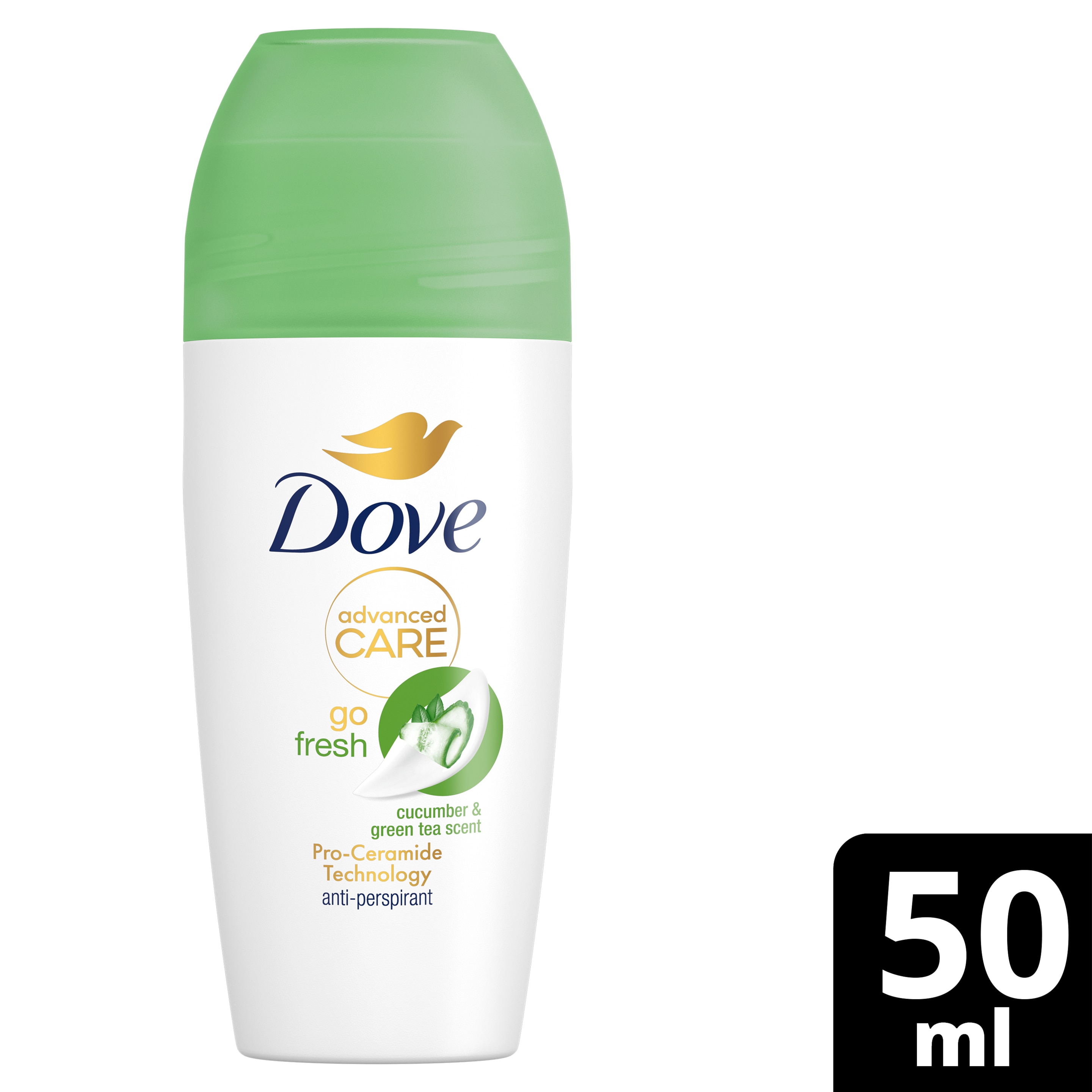 Dove Advanced Care Go Fresh Cucumber and Green Tea  Antiperspirant Roll On Deodorant  6x50ml packshot