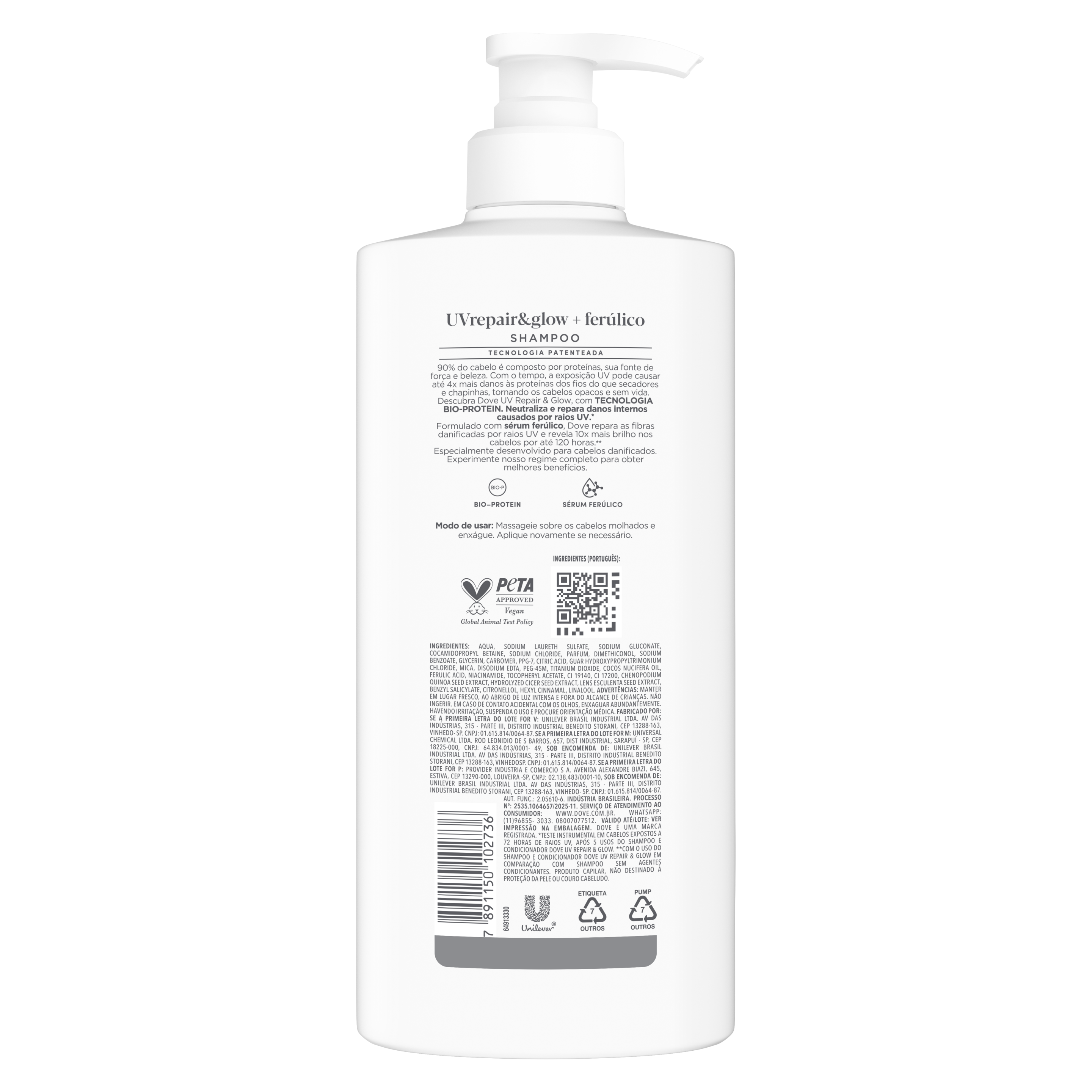 Dove Shampoo UV Repair & Glow + Ferúlico 600ml