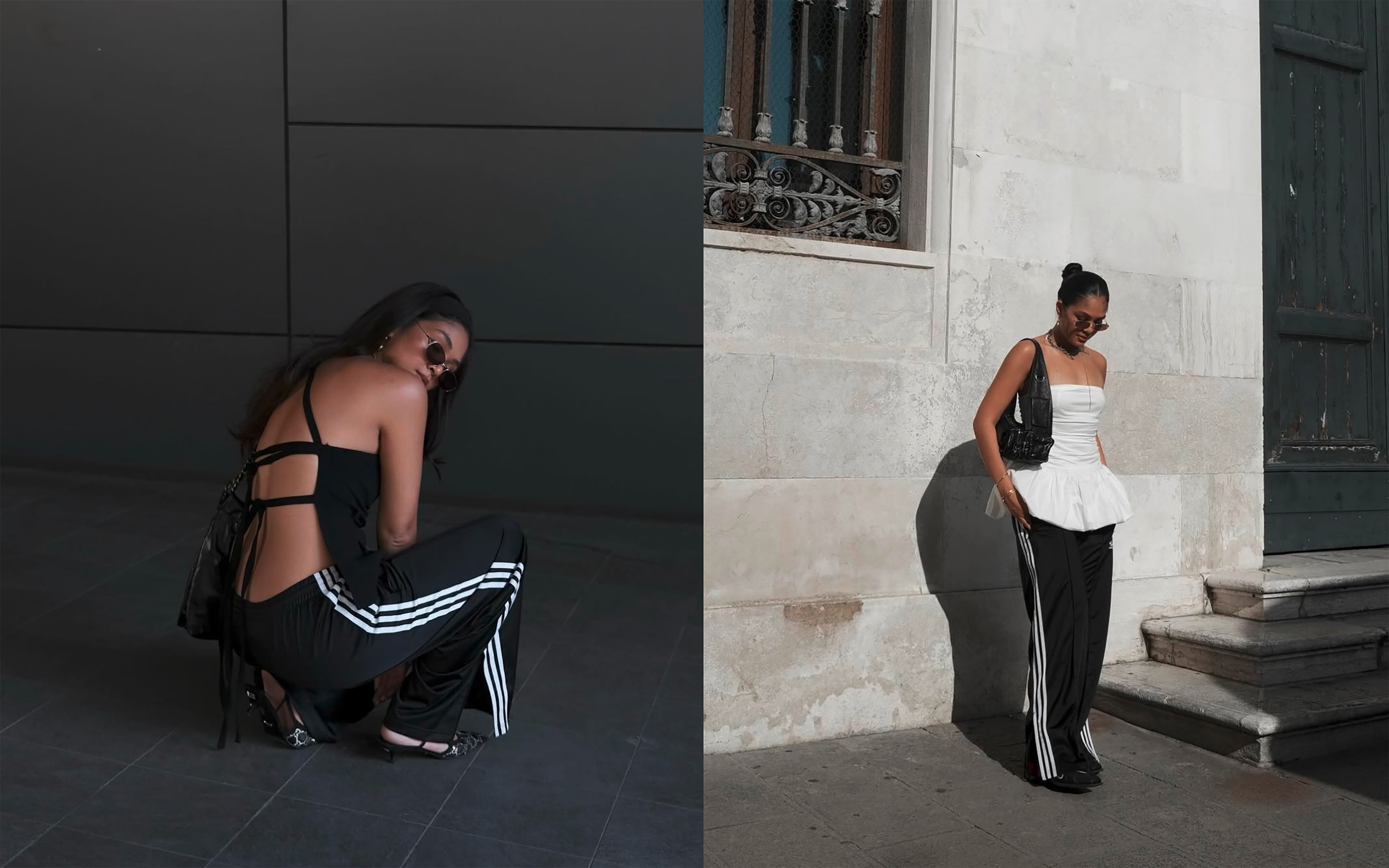 Woman in track pants.