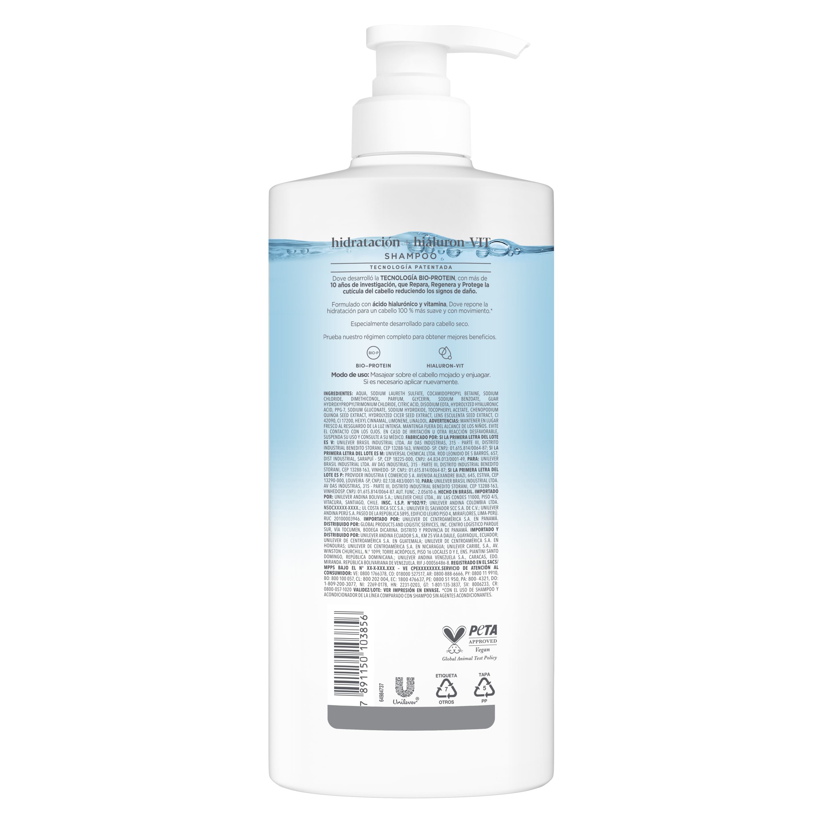 Dove Shampoo  Hidratación + Hialurónico