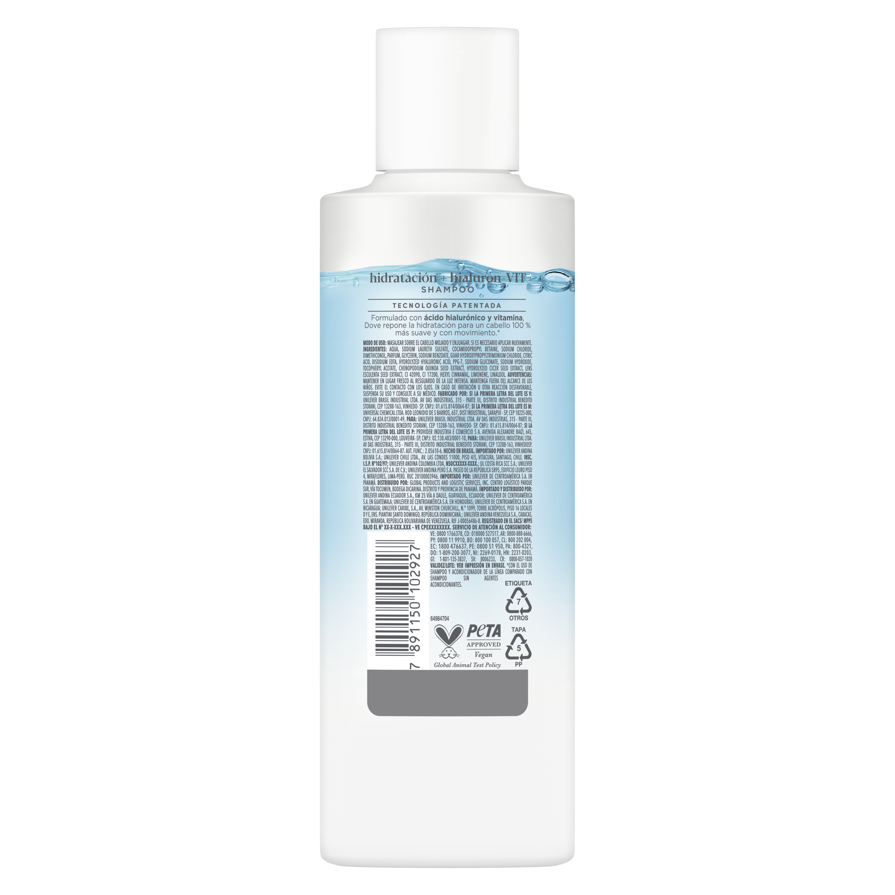 Dove Shampoo  Hidratación + Hialurónico