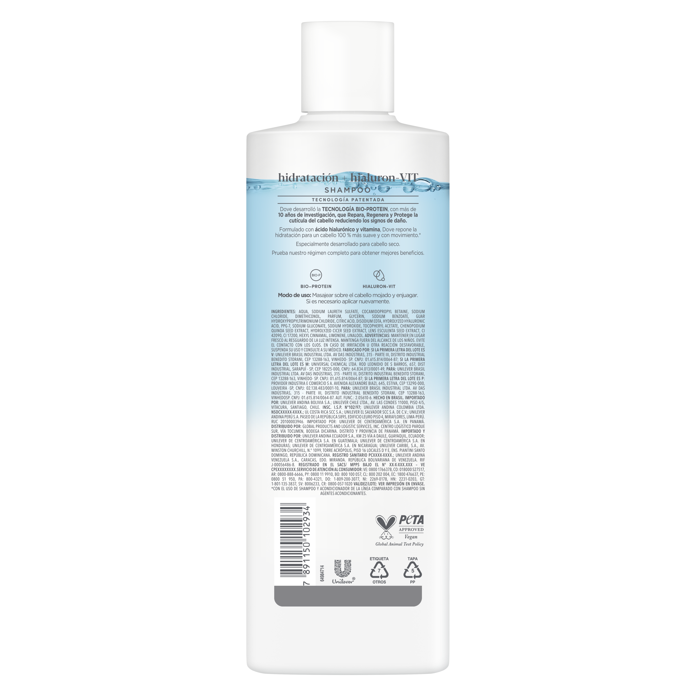 Dove Shampoo  Hidratación + Hialurónico