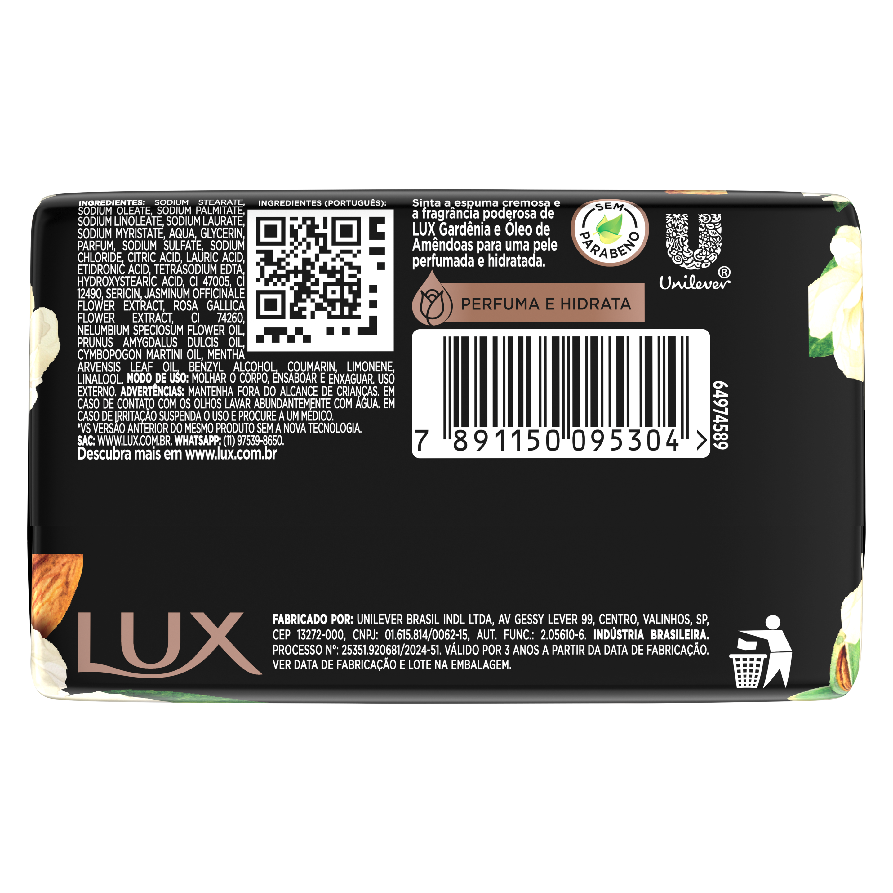 Sabonete em Barra Gardênia e Óleo de Amêndoas