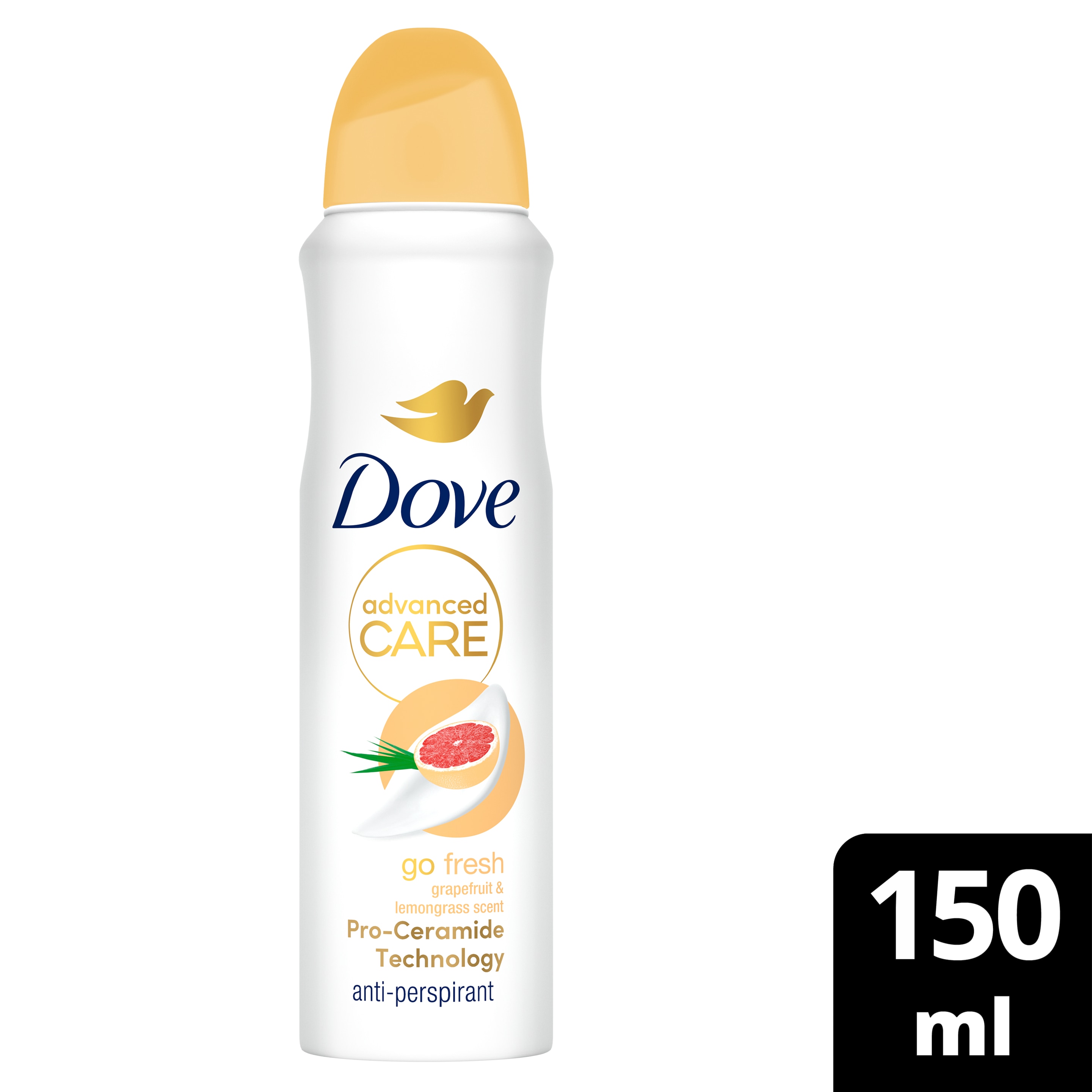 Dove Advanced Care Go Fresh Grapefruit and Lemongrass  Antiperspirant Deodorant Body Spray  6x150ml packshot