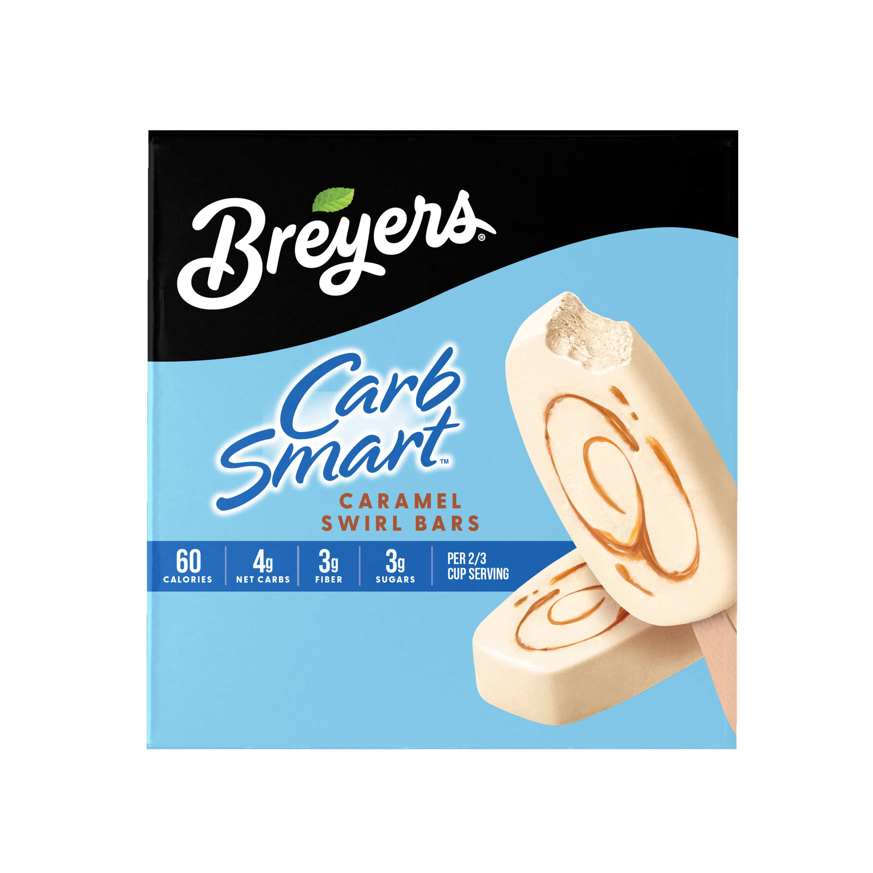 A 6 pack carton of Breyers® CarbSmart™ Caramel Swirl Bars simple pack image