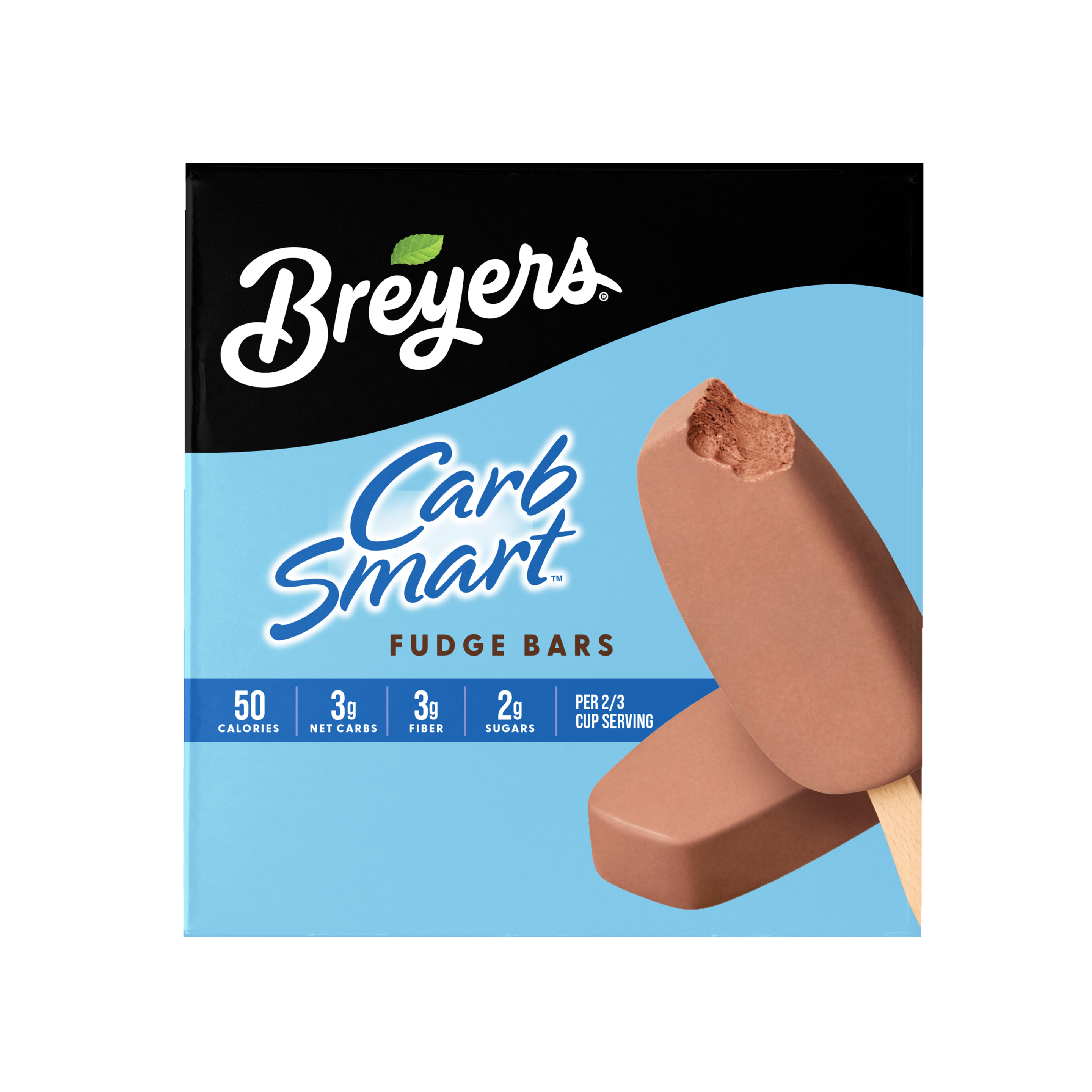 A 6 pack carton of Breyers® CarbSmart™ Fudge Bar simple pack image packshot