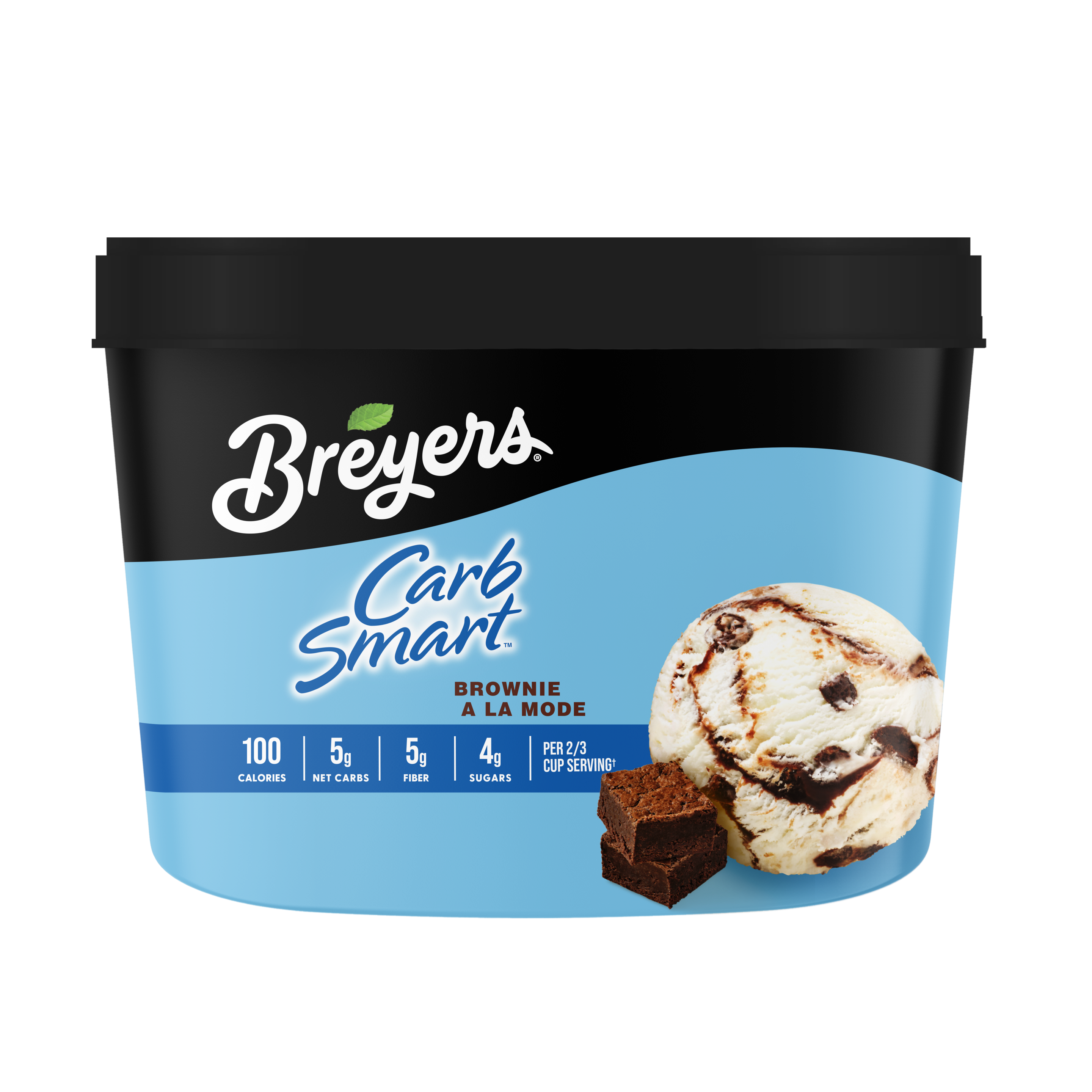 A 48 ounce tub of Breyers® CarbSmart™ Brownie a la Mode simple pack image packshot