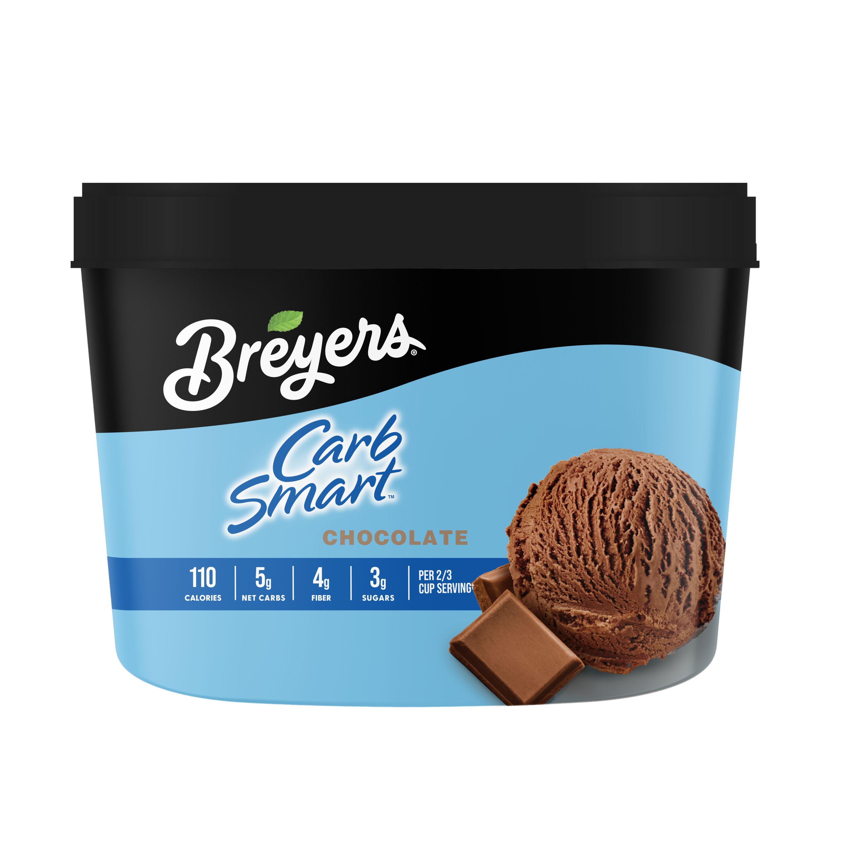 A 48 ounce tub of Breyers® CarbSmart™ Chocolate simple pack image packshot