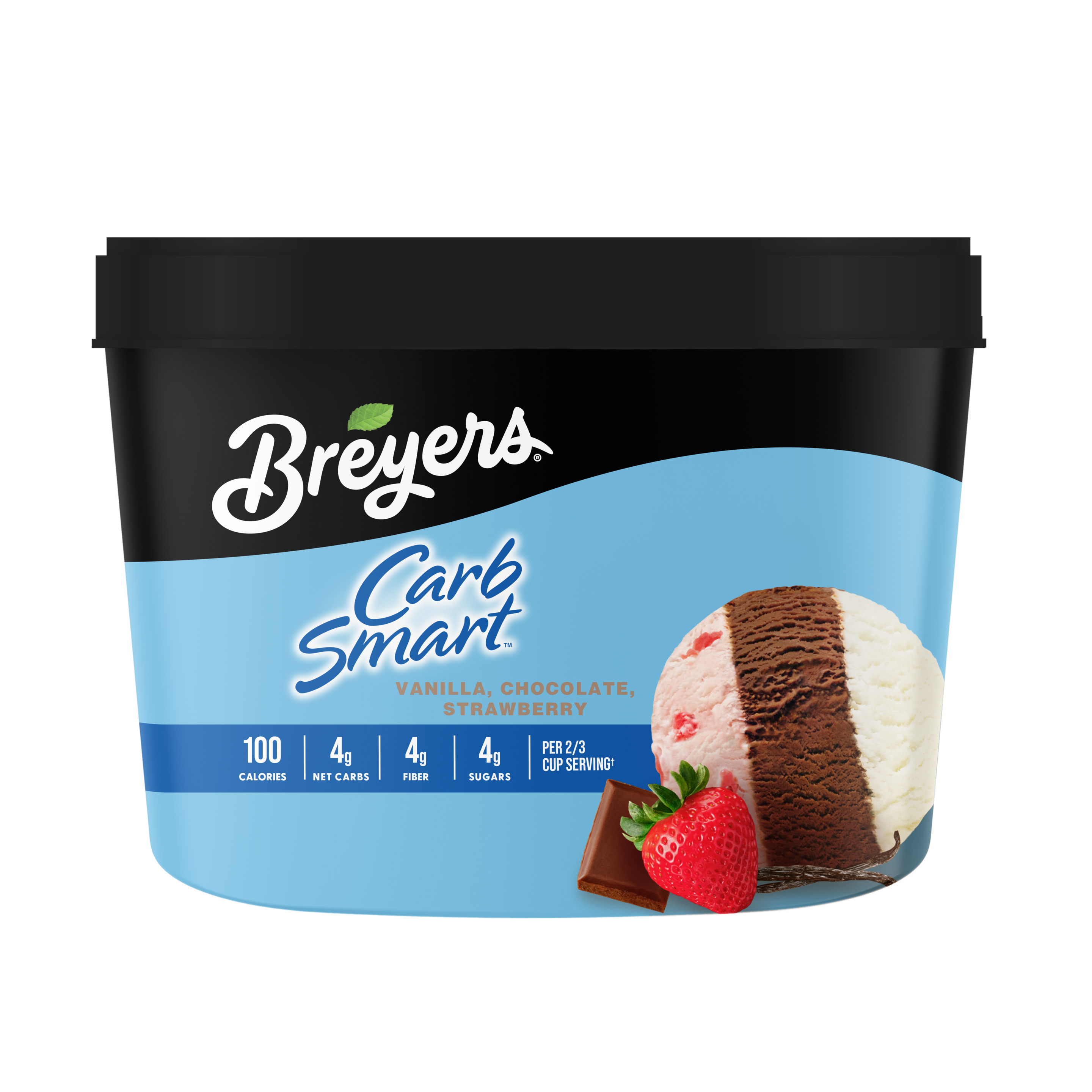 A 48 ounce tub of Breyers® CarbSmart™ Vanilla packshot