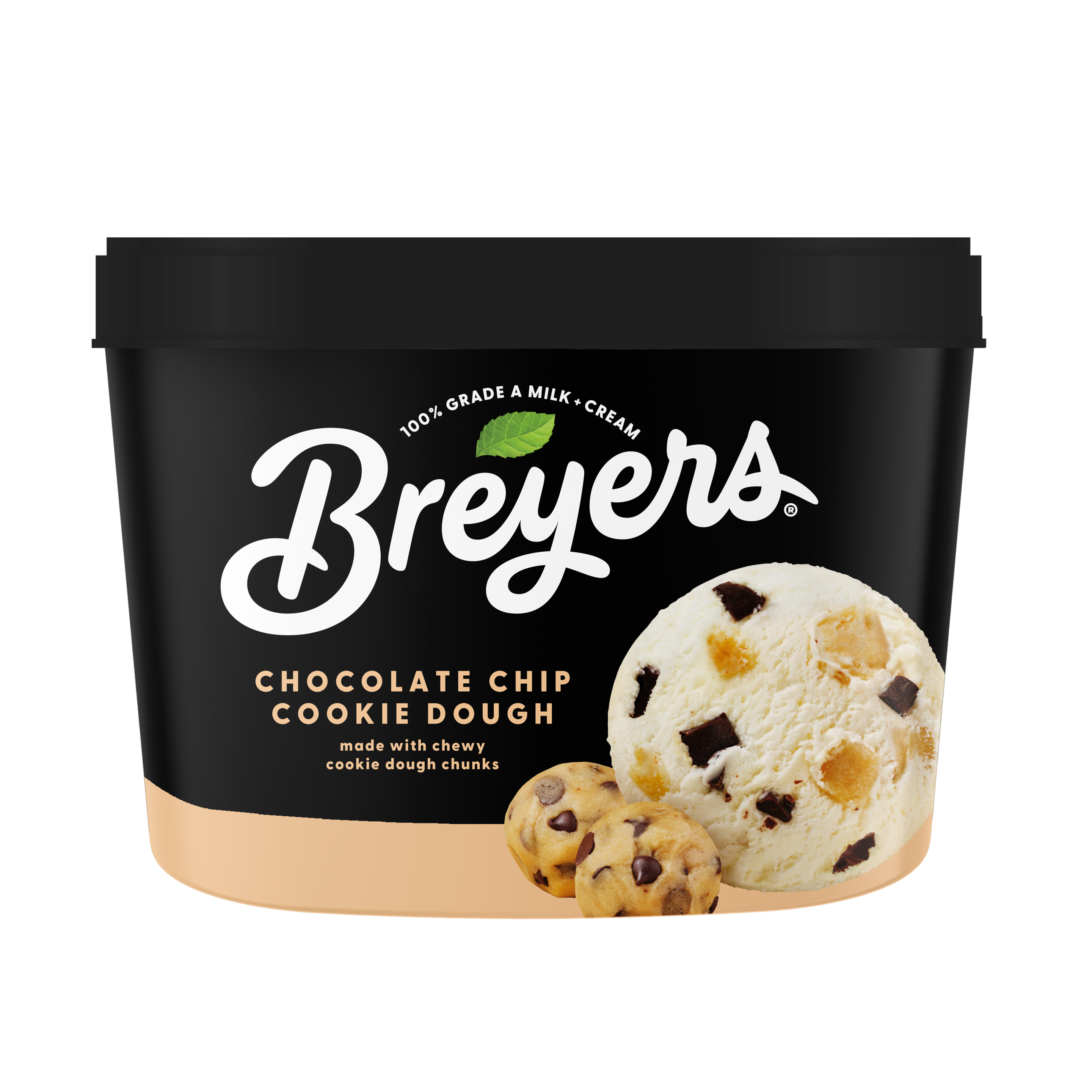 A 48 ounce tub of Breyers® Chocolate Chip Cookie Dough simple pack image packshot