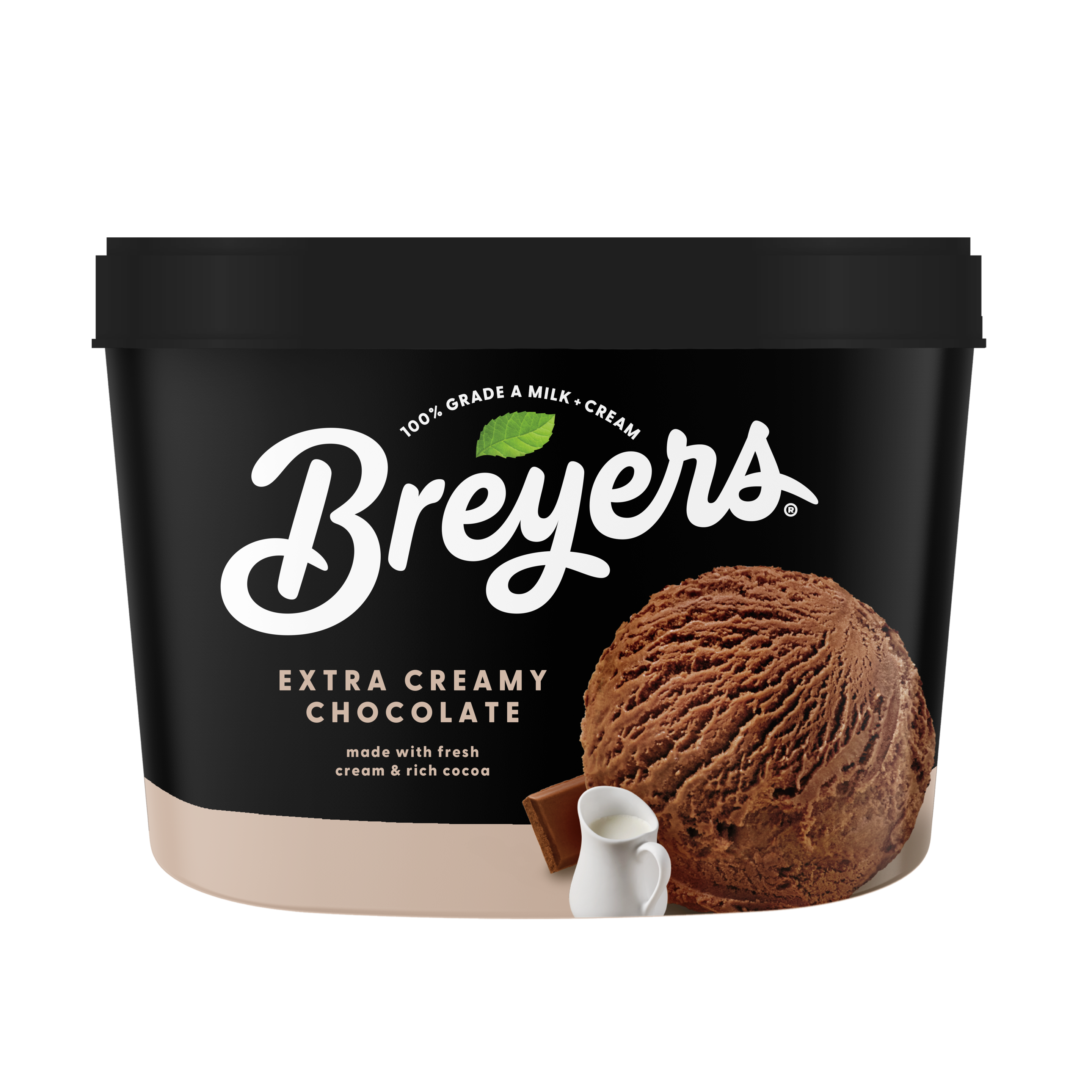 A 48 ounce tub of Breyers® Extra Creamy Chocolate simple pack image packshot